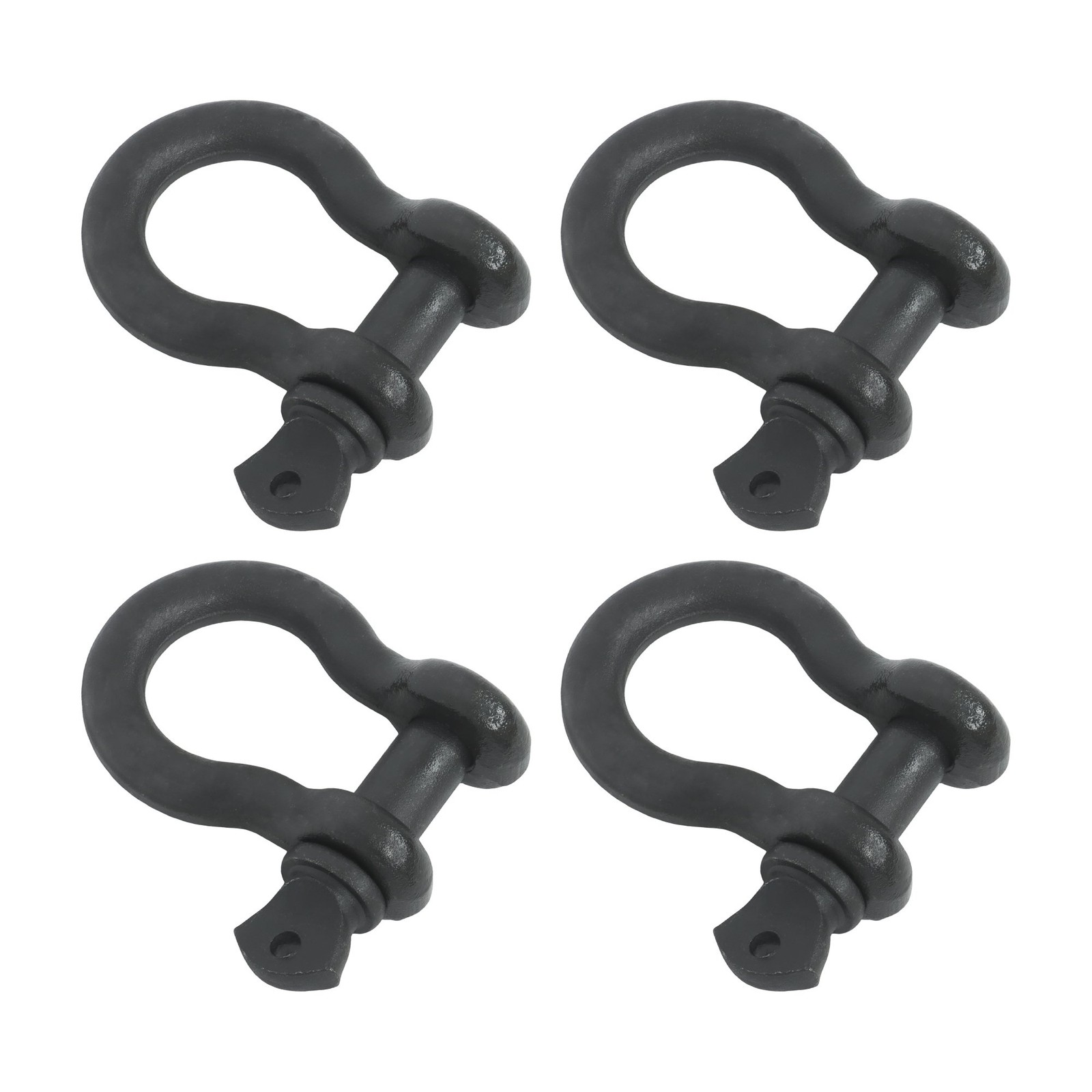 4 Pack 3/4 Inch Bow-Shaped D Ring Shackles 4.75t/10471lbs Working Load Black