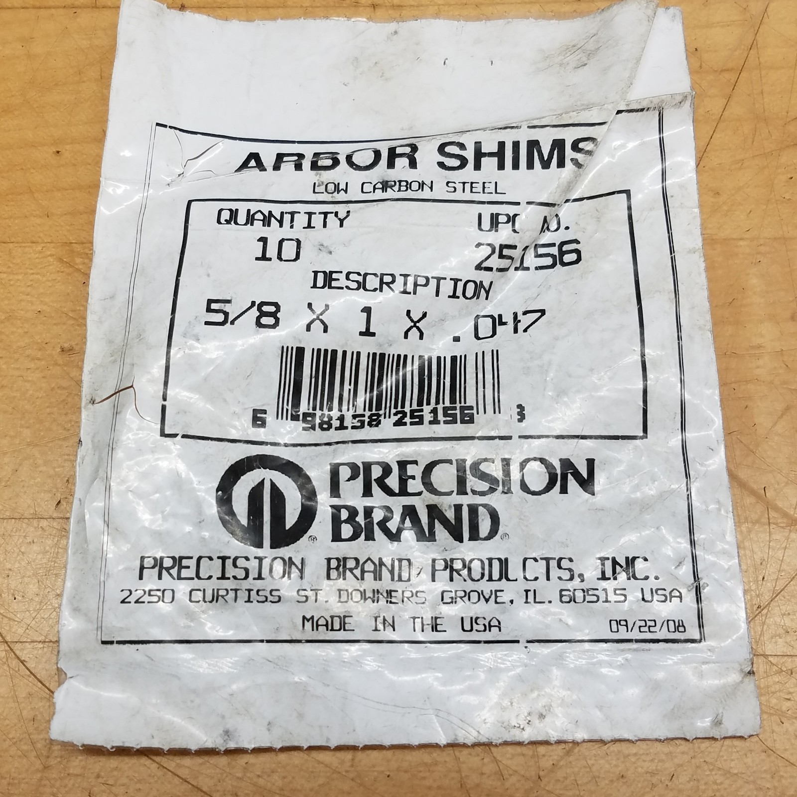 Precision Brand 25156 Arbor Shims, 5/8x1x.047″ – NEW