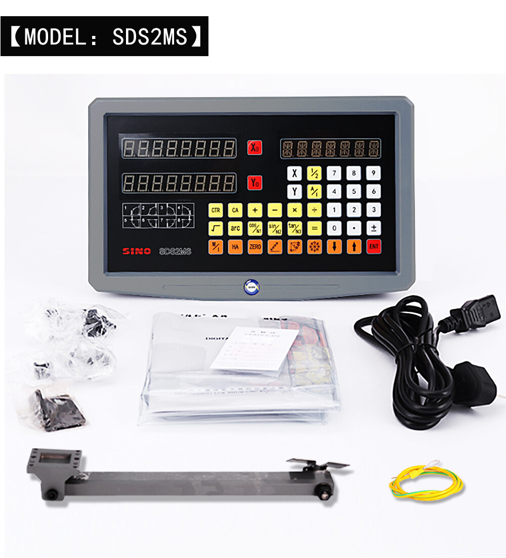 SINO SDS2MS 2 Axis DRO Set Digital Readou Kit With 2PCS KA300 Linear Scale 5um