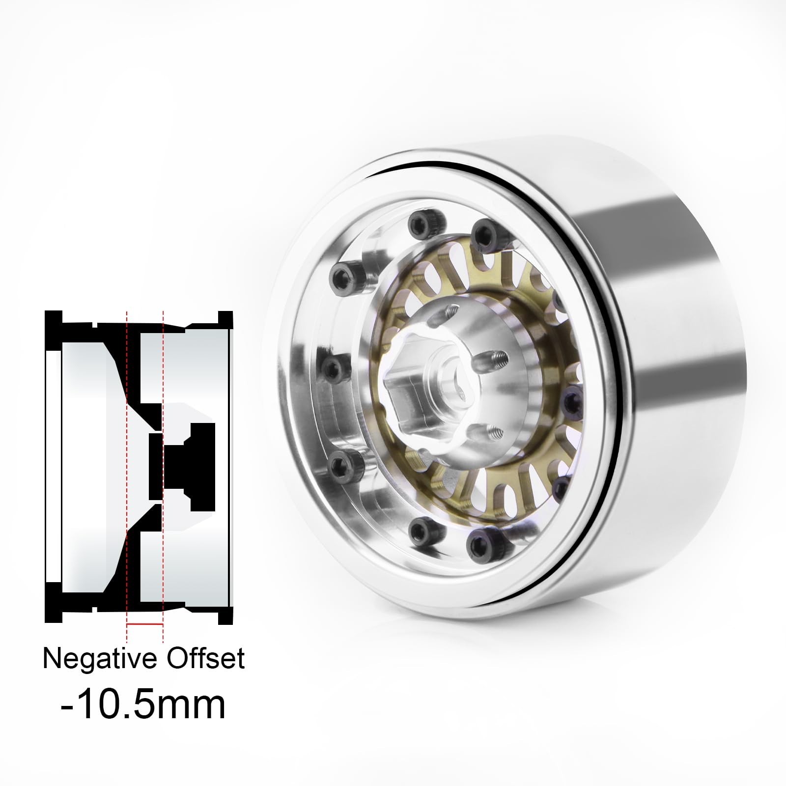 1.9 Beadlock Wheel Rim, Aluminum Negative Offset 10.5mm 164g Super Heavy Deep…