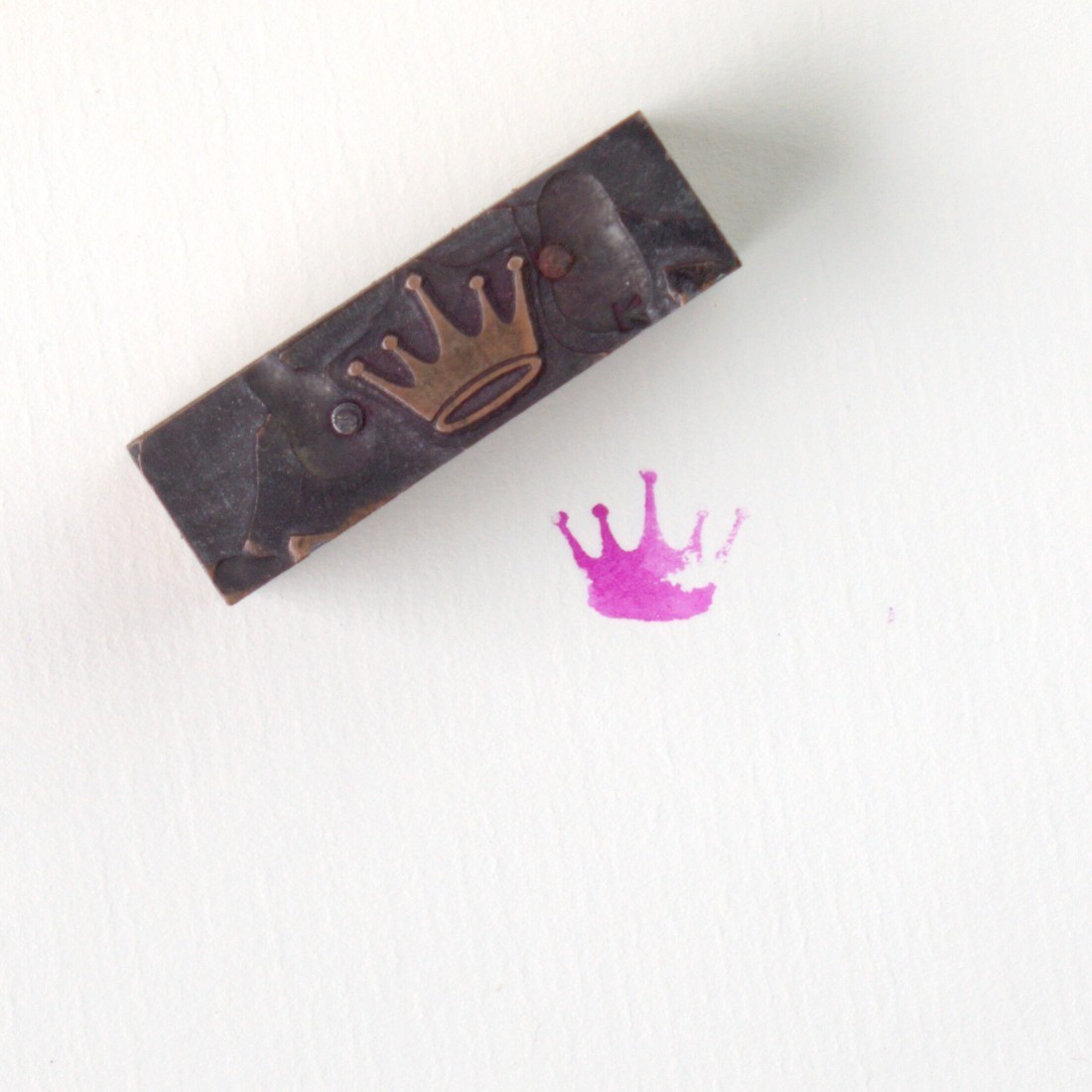 Vintage Hallmark Crown Logo Letterpress Printing Block Wood Metal Kansas City