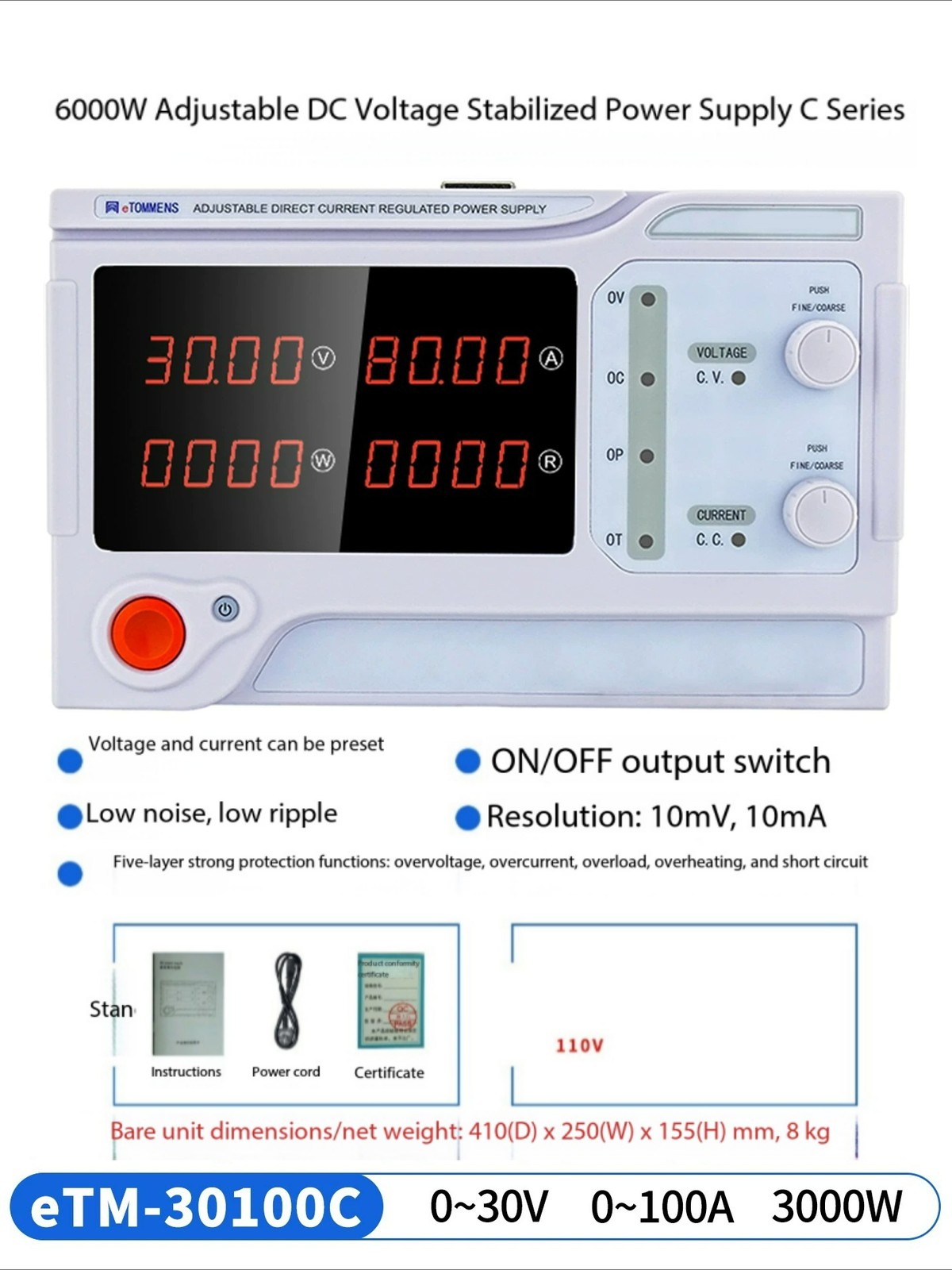 Adjustable DC Voltage Stabilizing Power Supply, High-power Power Supply