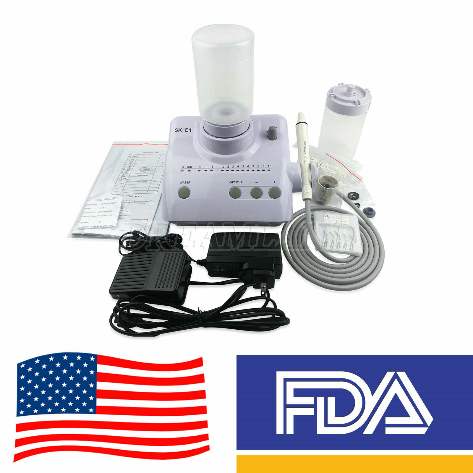FDA CERTIFICATION Dental Ultrasonic Scaler E1 Auto Water fit EMS USA