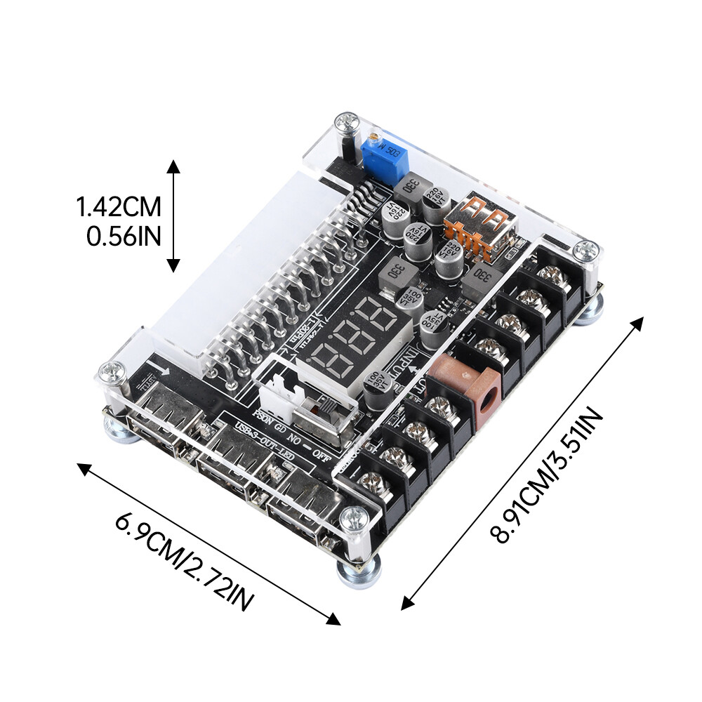 20/24Pin ATX Power Supply Breakout Board Adjustable Voltage Module + Case New