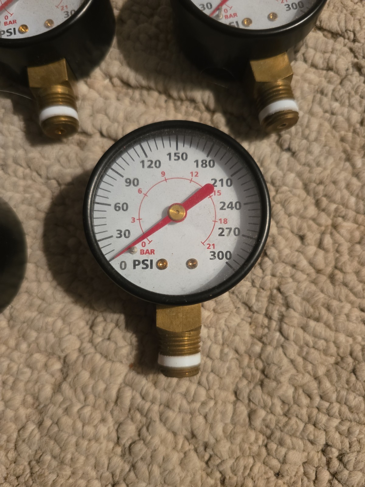 5 Air Compressor Pressure Gauge 0-300 PSI, 1/4in Male Thread, 2-1/2» Face New