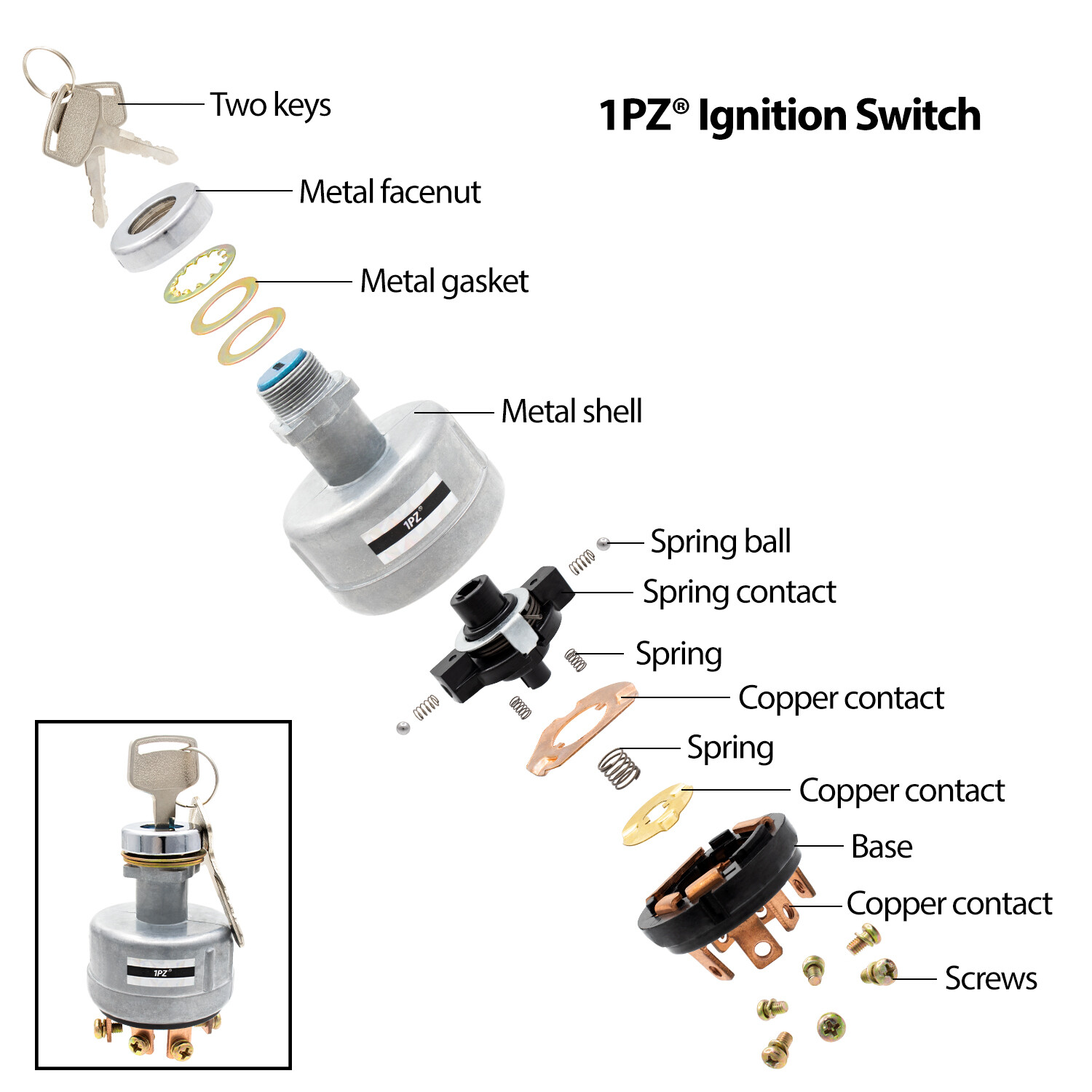 For Komatsu Iseki Ignition Switch with 2 key 08086-50000 08086-10000 08086-20000