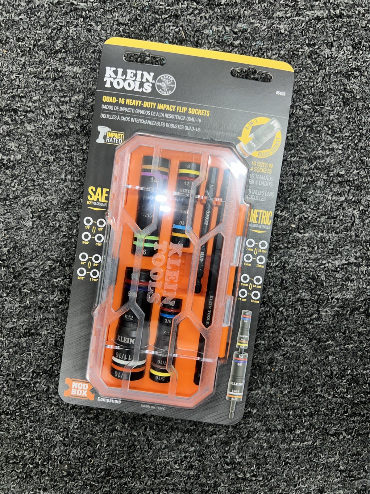 Klein Tools 654QS KNECT Quad-16 Heavy Impact Flip Sockets, SAE & Metric, 6 Pc.