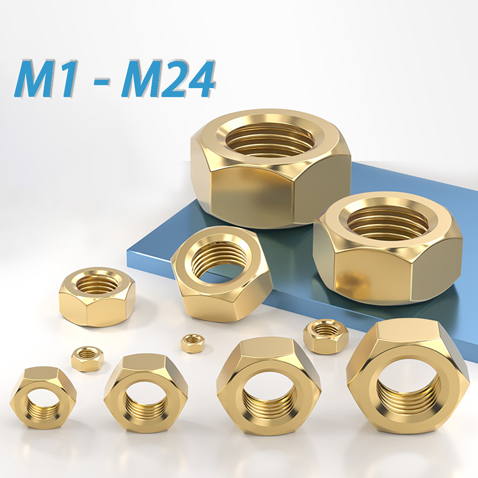 Brass M2 M3 M4 M5 M6 M8 M10 Hex Full Nuts Din 934 Hexagon Nuts