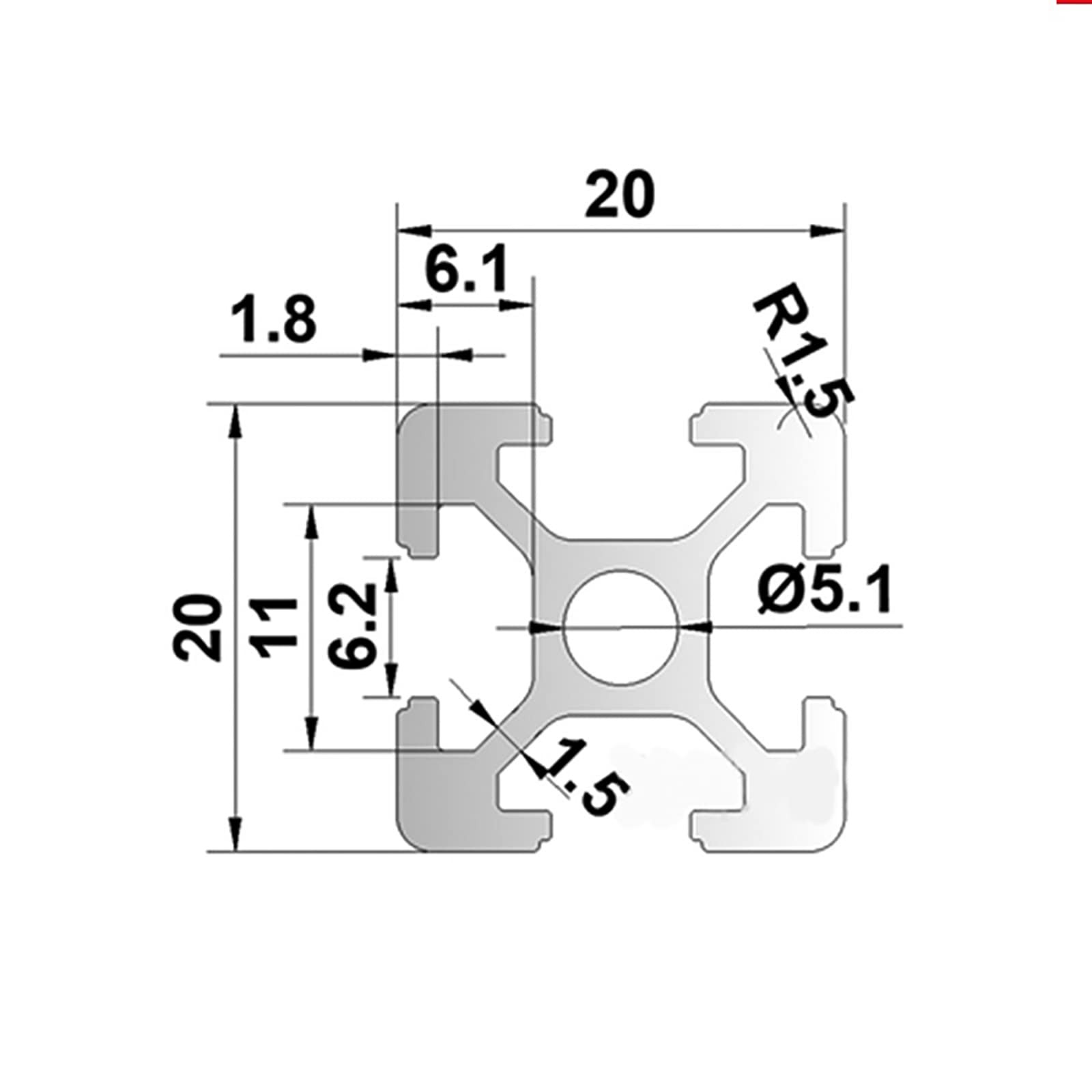 2020 Aluminum Extrusion T Slot 200mm Long Black 2 Pack 20×20 7.87 Inch