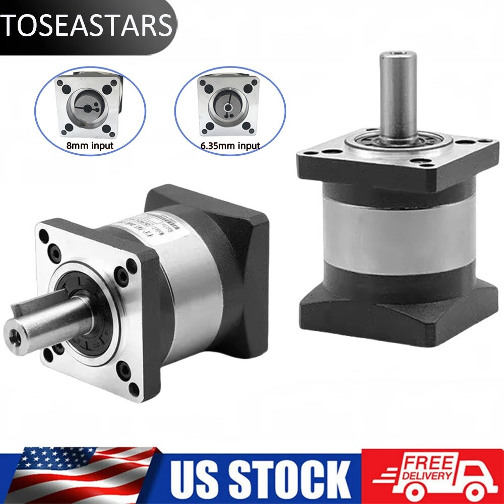 Nema23 Planetary Gearbox 4~100:1 Gear Head Speed Reducer 6.35mm(1/4») 8mm input