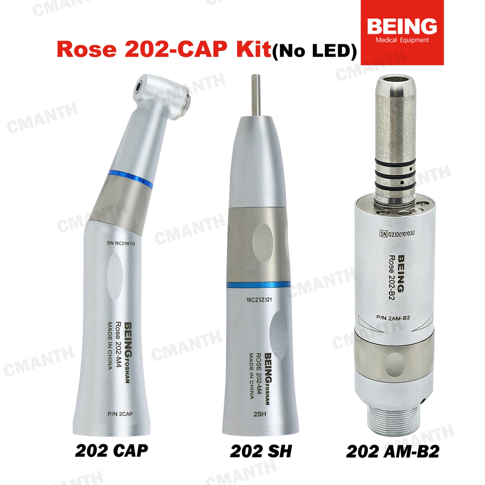 BEING Dental Low Speed Handpiece Contra Angle1:1 20:1Fiber Optic2/4/6H Air Motor