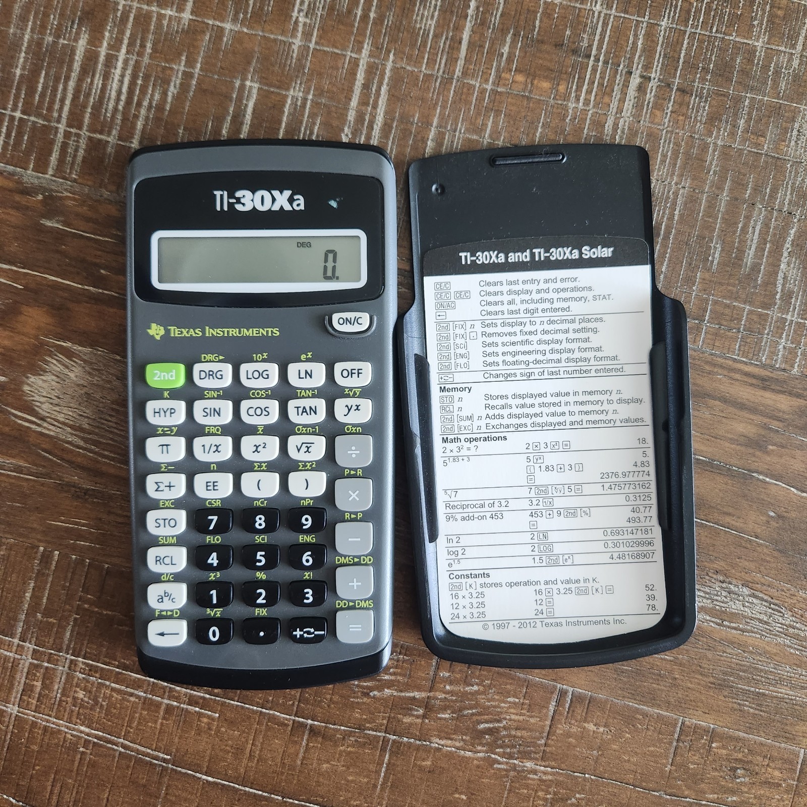 Texas Instruments TI-30Xa Scientific Calculator Green 2nd Key Tested Works