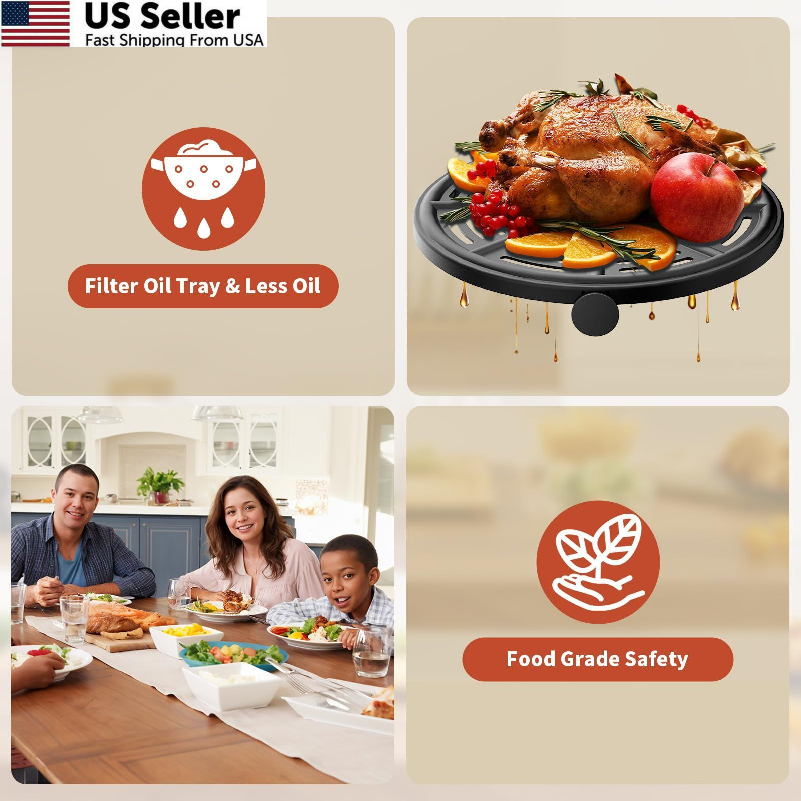 Replacement Air Fryer Tray for Ninja AF101, Accessories Black