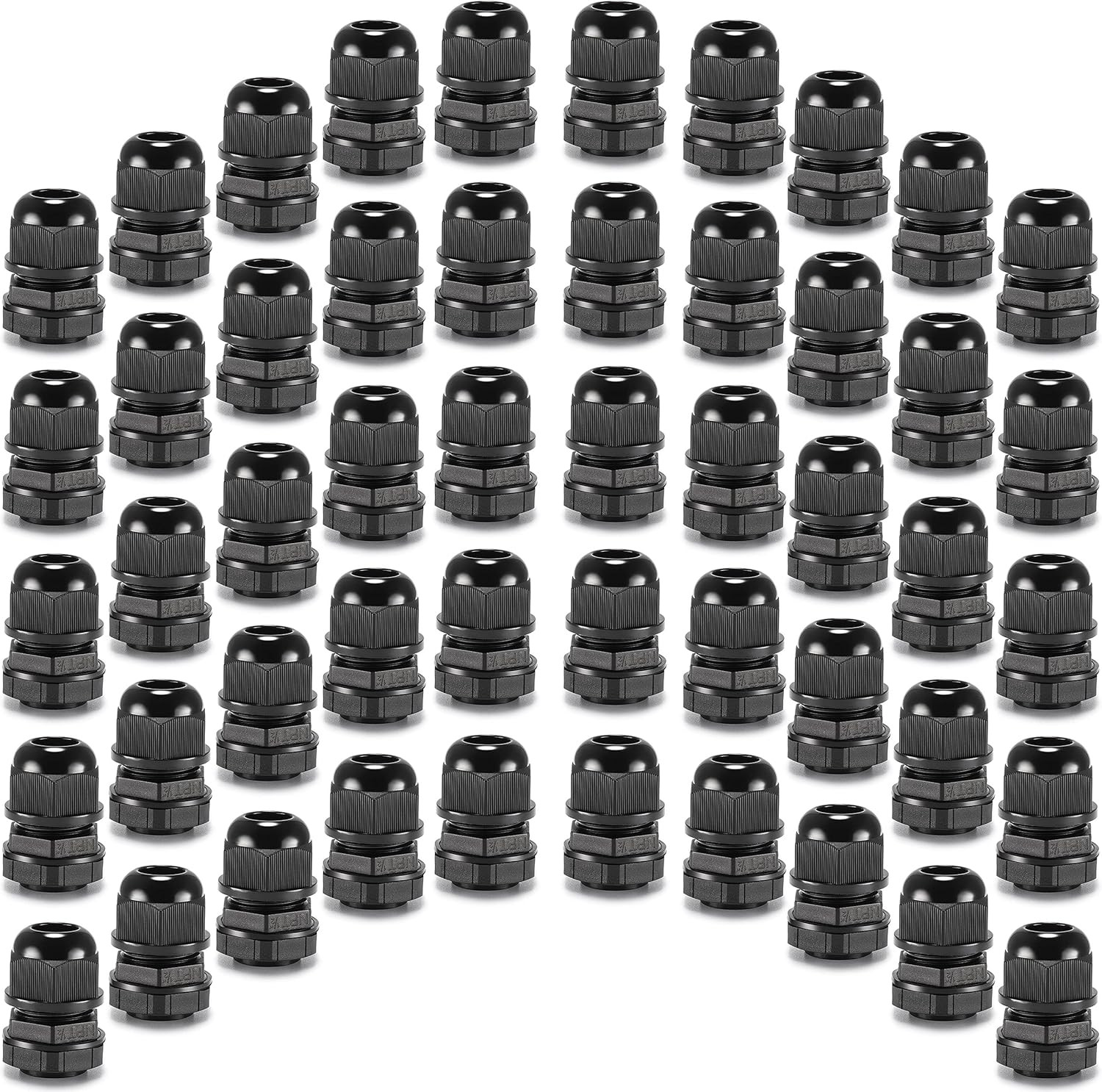 Nylon Cable Pass Through Cord Grip Connector Strain Relief 50pcs 1/2″