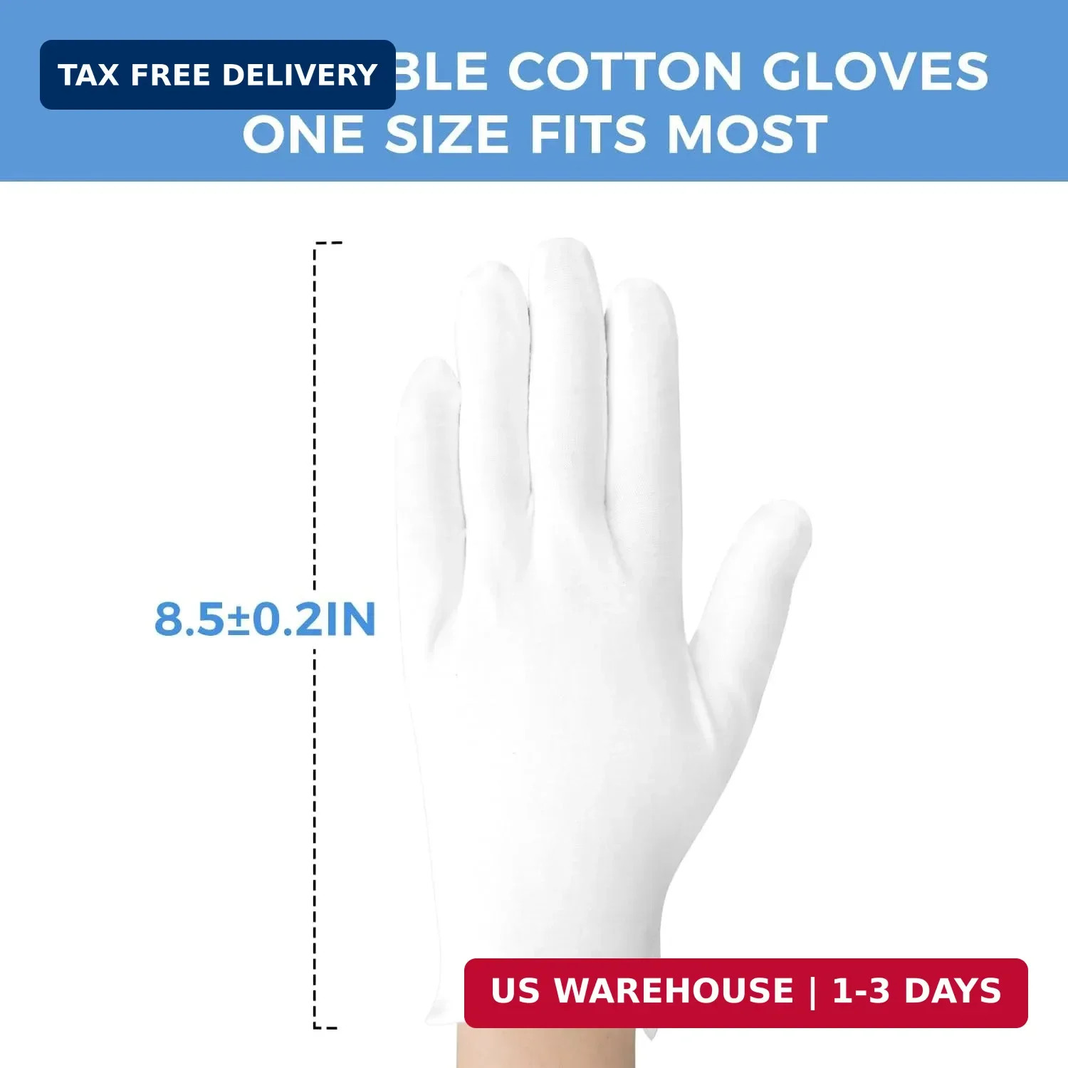 3 Pairs Cotton Gloves for Dry Hands Sleeping Women Men Jewelry Coin Inspection