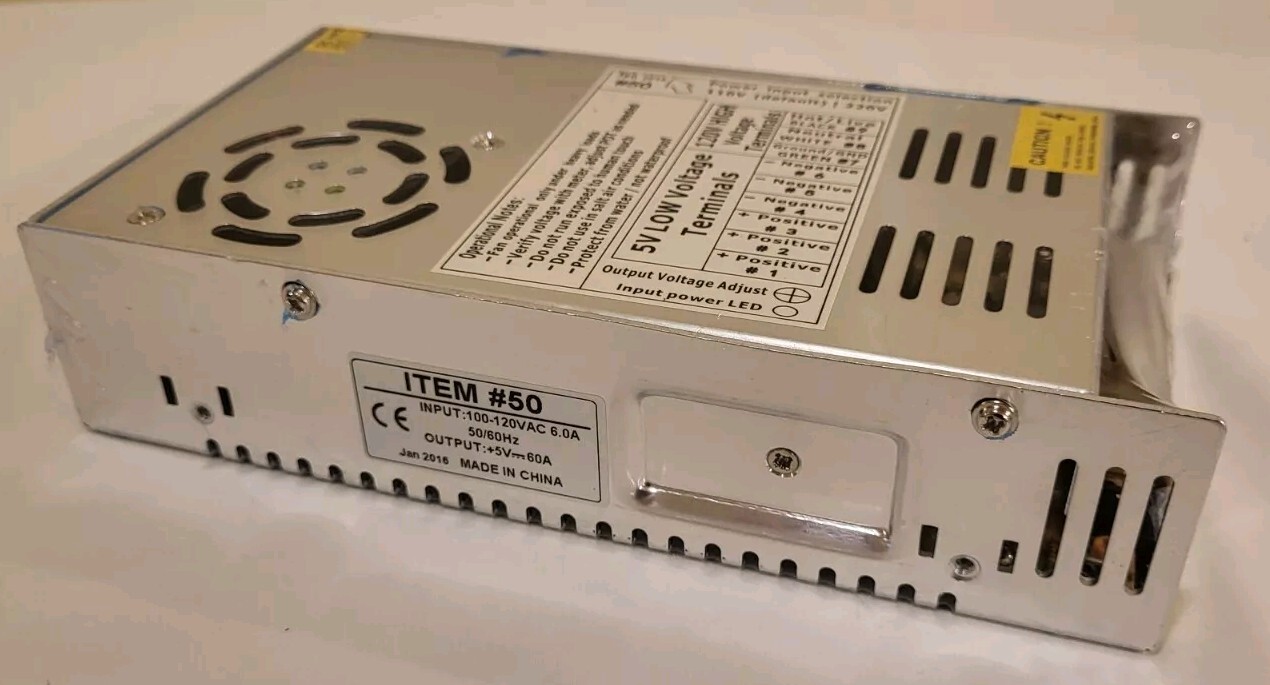 Low Voltage Power Supply • 5V/300W 110V/220V 50/60Hz 60A • New/Sealed!