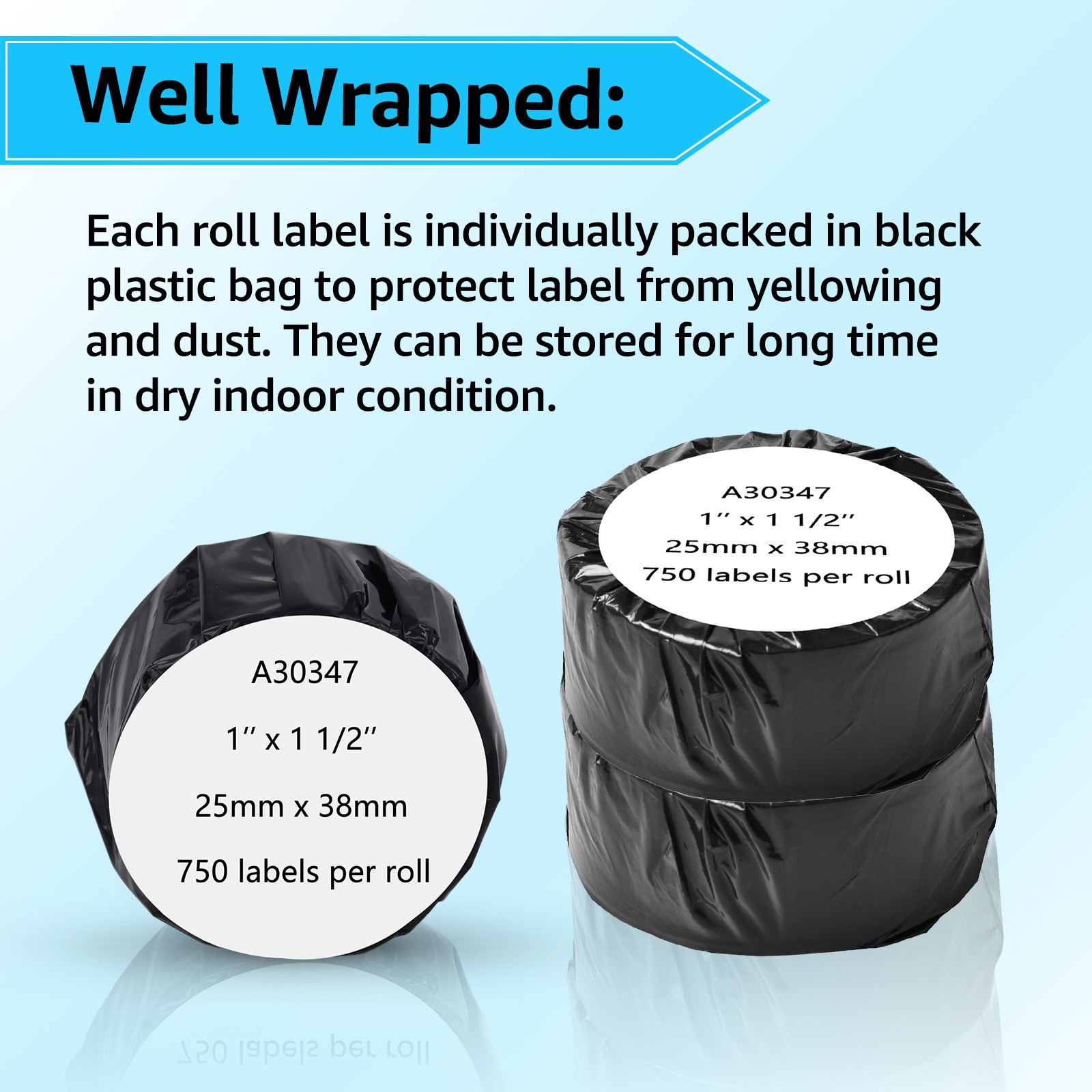 Book Spine Labels 1″ x 1-1/2″ for Dymo LabelWriter 30347 25mm x 38mm Tapes