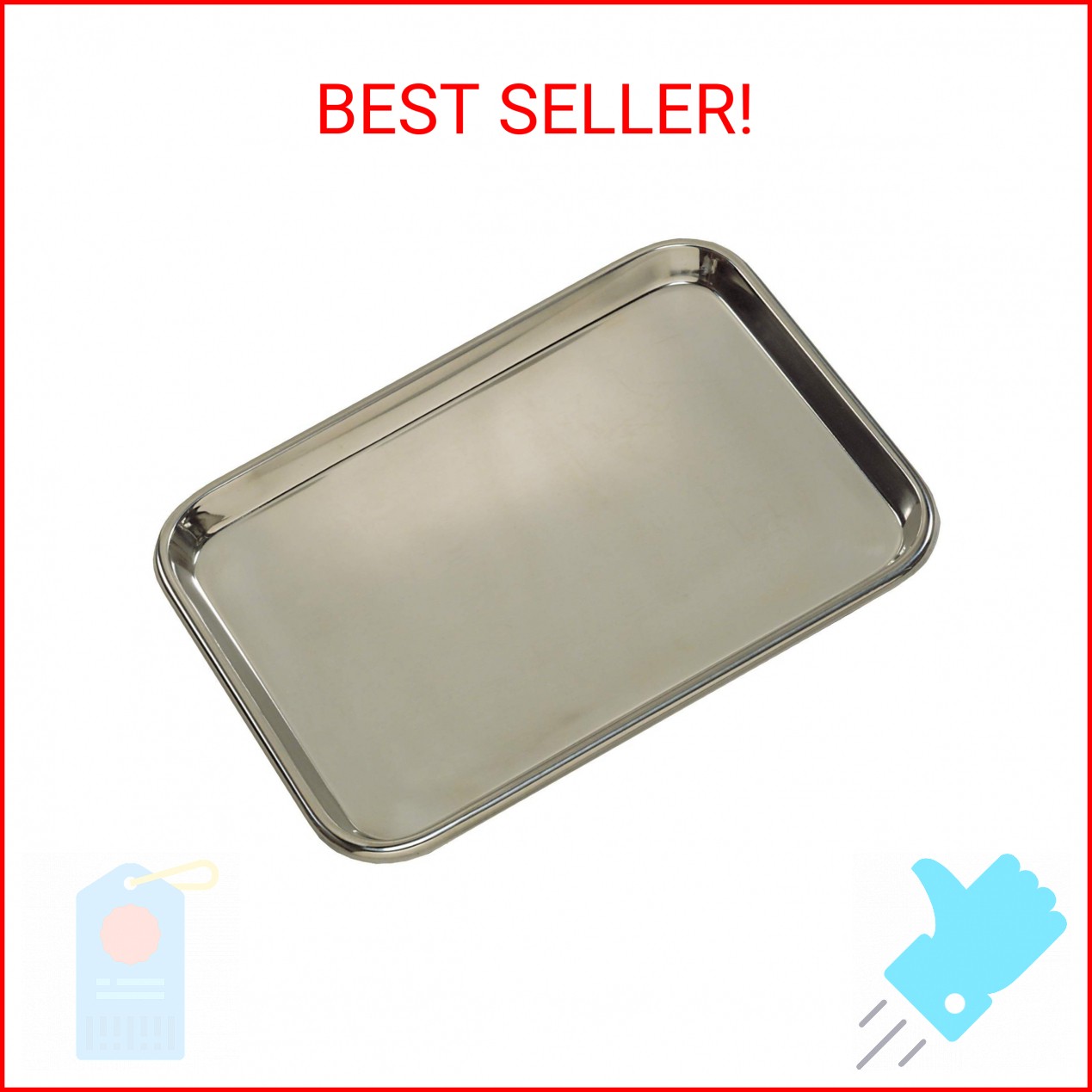 Grafco Stainless Steel Instrument Tray, Medium Size, Metal Surgical Mayo Tray fo