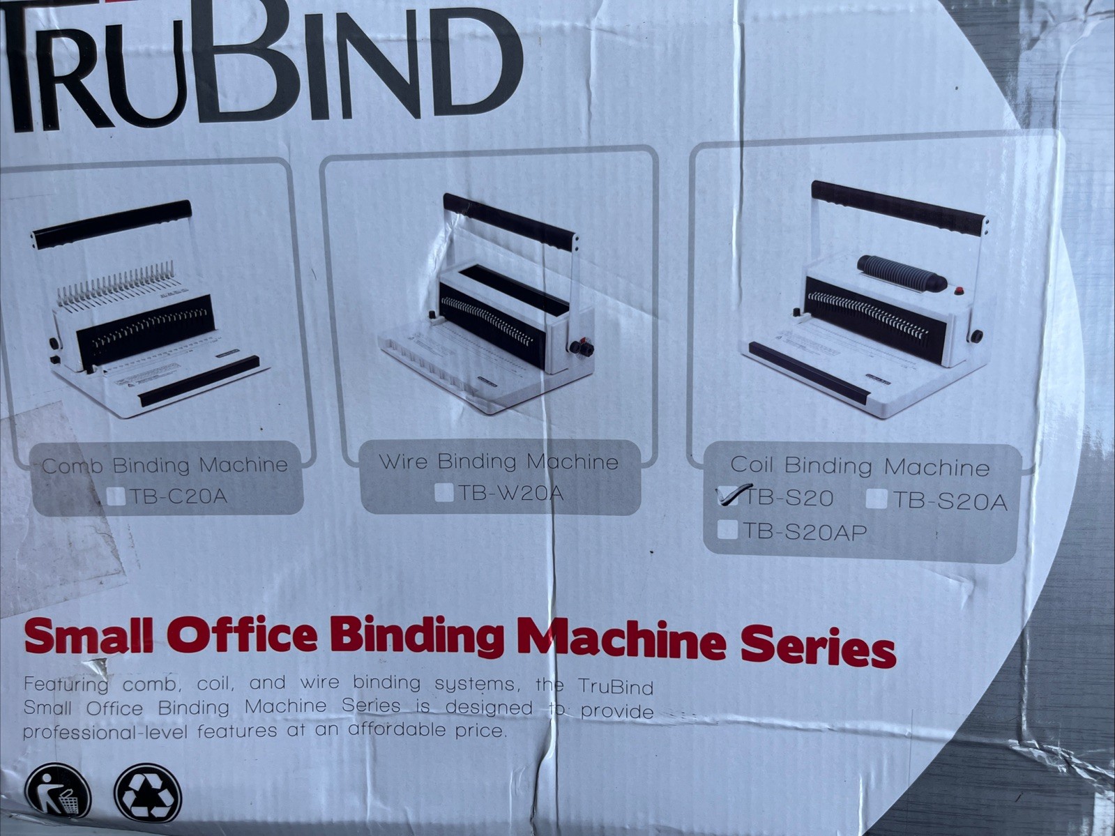 Trubind Coilbind TB-S20 Coil Binding Machine 4:1 Manual Round Hole Punch & Coils