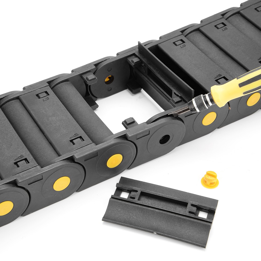 R55 25mm x 77mm Plastic Cable Wires Carrier Drag Chain 1M Black