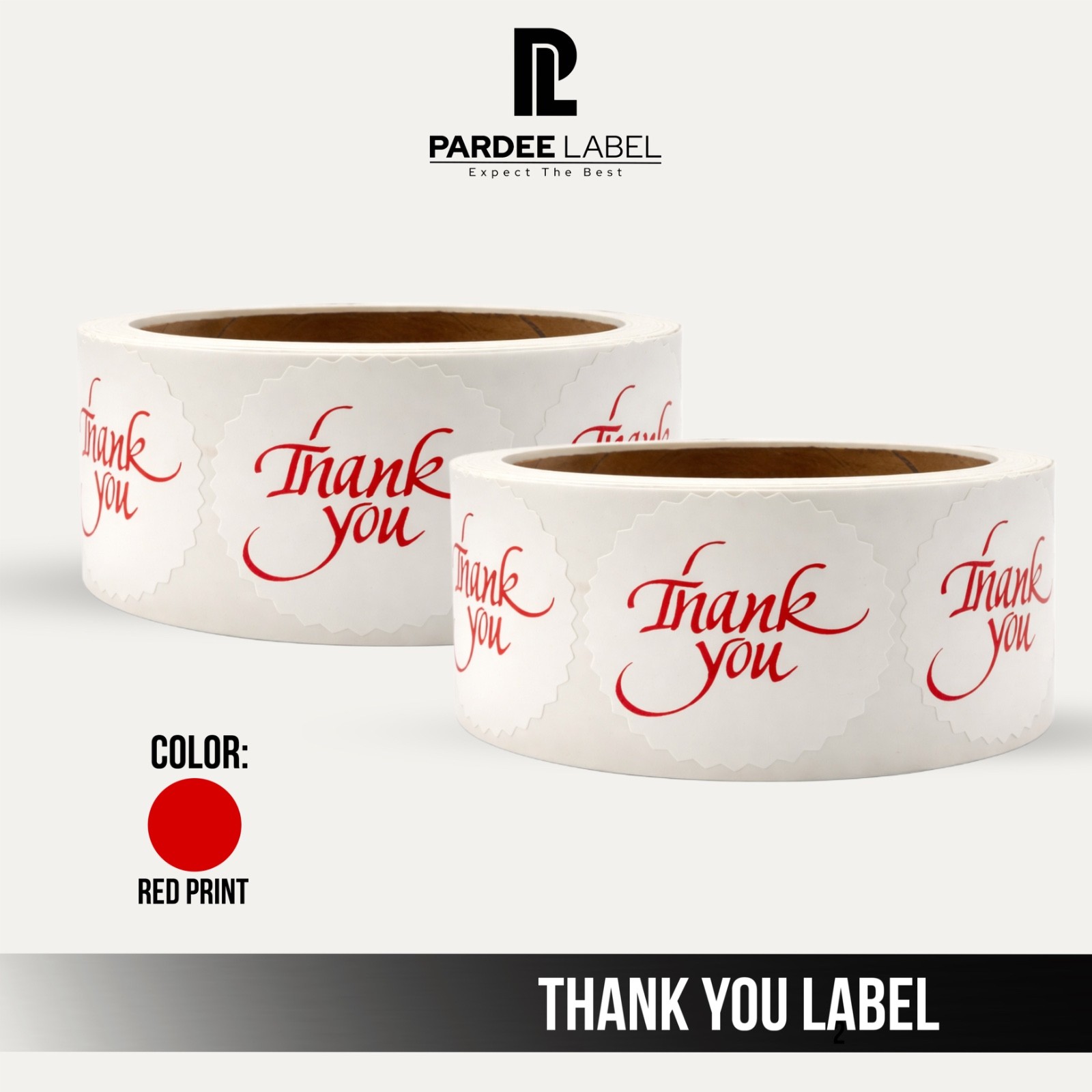 Thank You Stickers Red Print 2” Starburst 250 Labels Roll