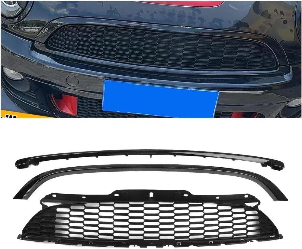Car Front Bumper Grille Mesh + Frame Trim For Mini Cooper R55 R56 R57 R58