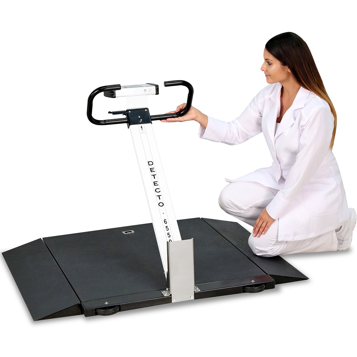 Detecto 6550 Portable Wheelchair Scale 1,000lb x 0.2lb BMI RS232 Wifi AC Adapter