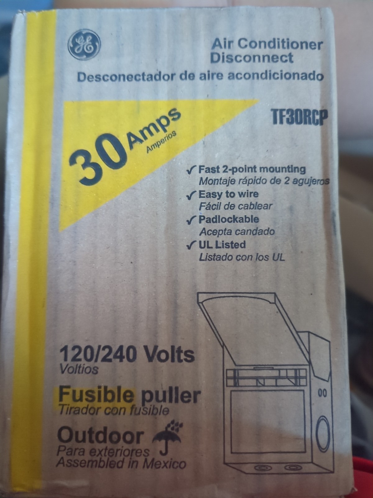 GE TF30RCP 240V 30A AC Disconnect Safety Switch – Gray