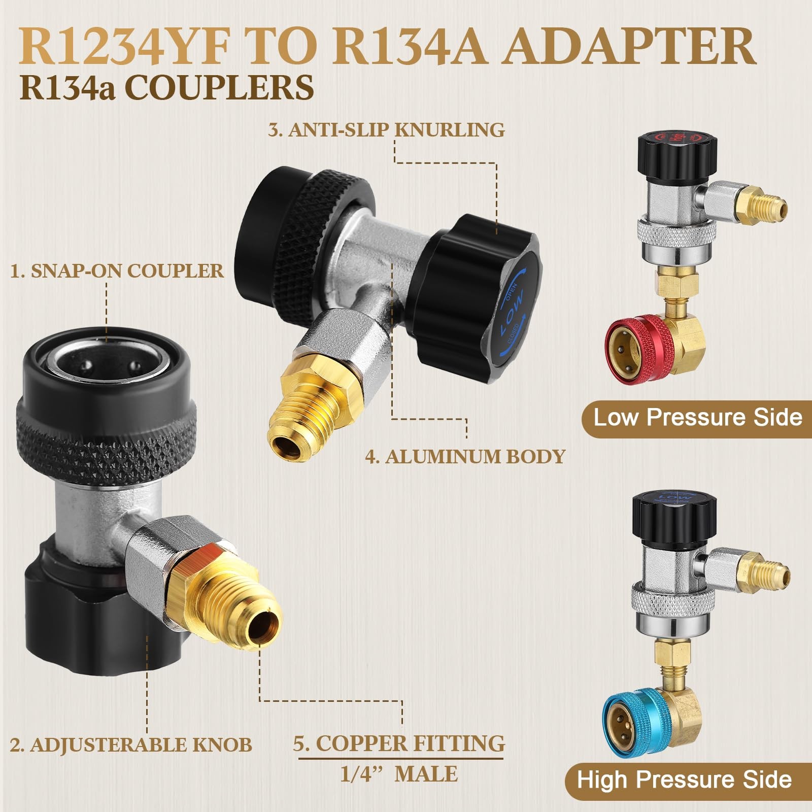 28 Pcs R1234yf to R134a Adapter with Valve R134a Quick Coupler Adapter Can Ta…