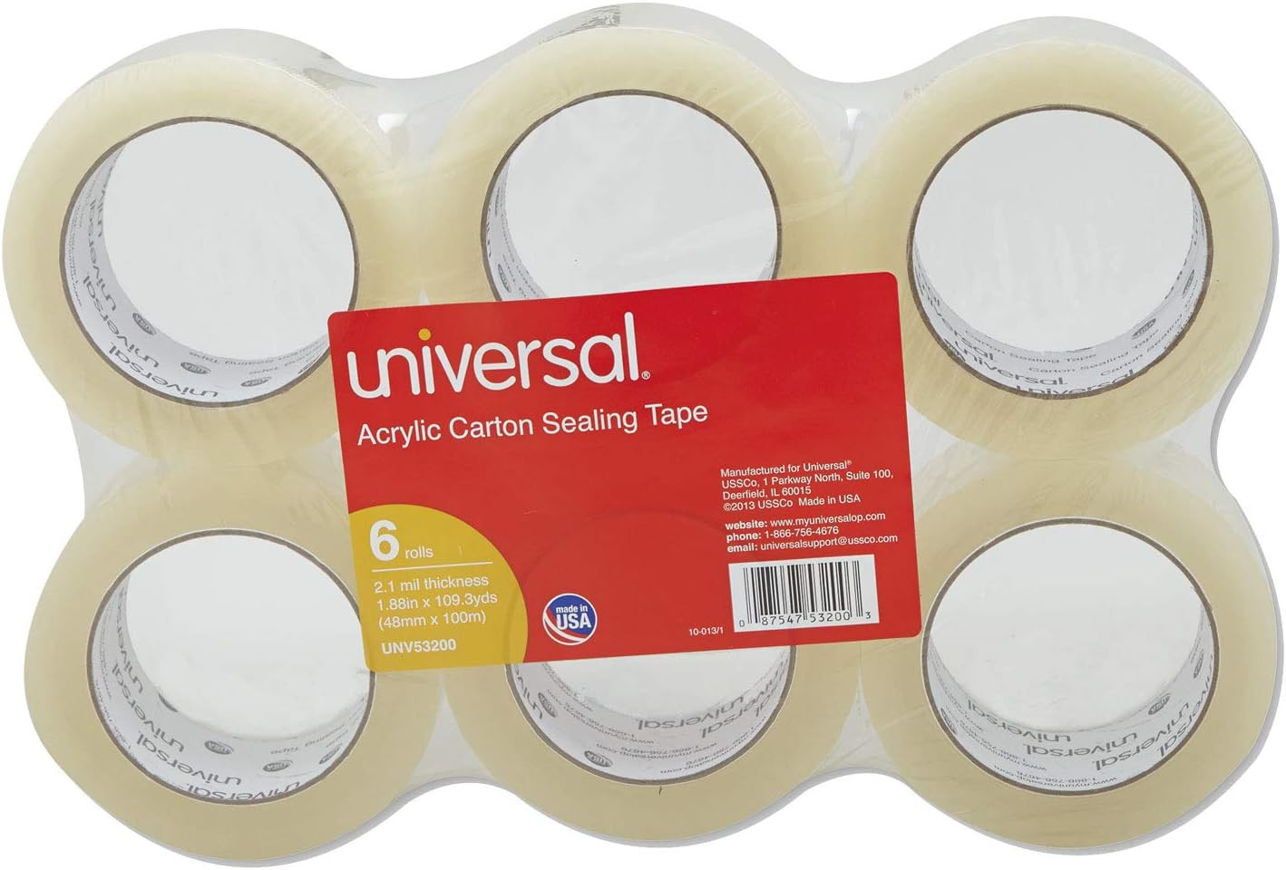53200 General-Purpose Acrylic Box Sealing Tape, 48mm x 100m, 3-Inch Core, Clear,