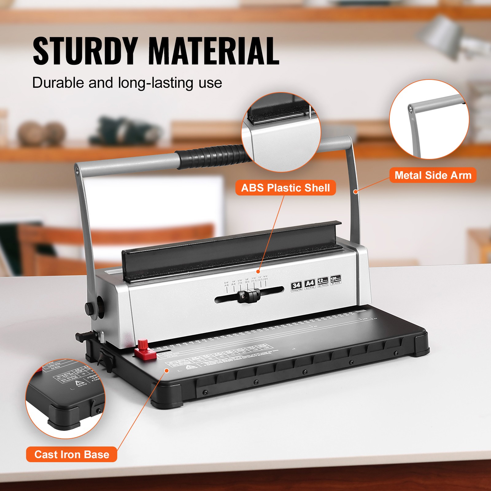 VEVOR Coil Spiral Binding Machine Manual Book Maker 34 Holes Letter Size A4 A5