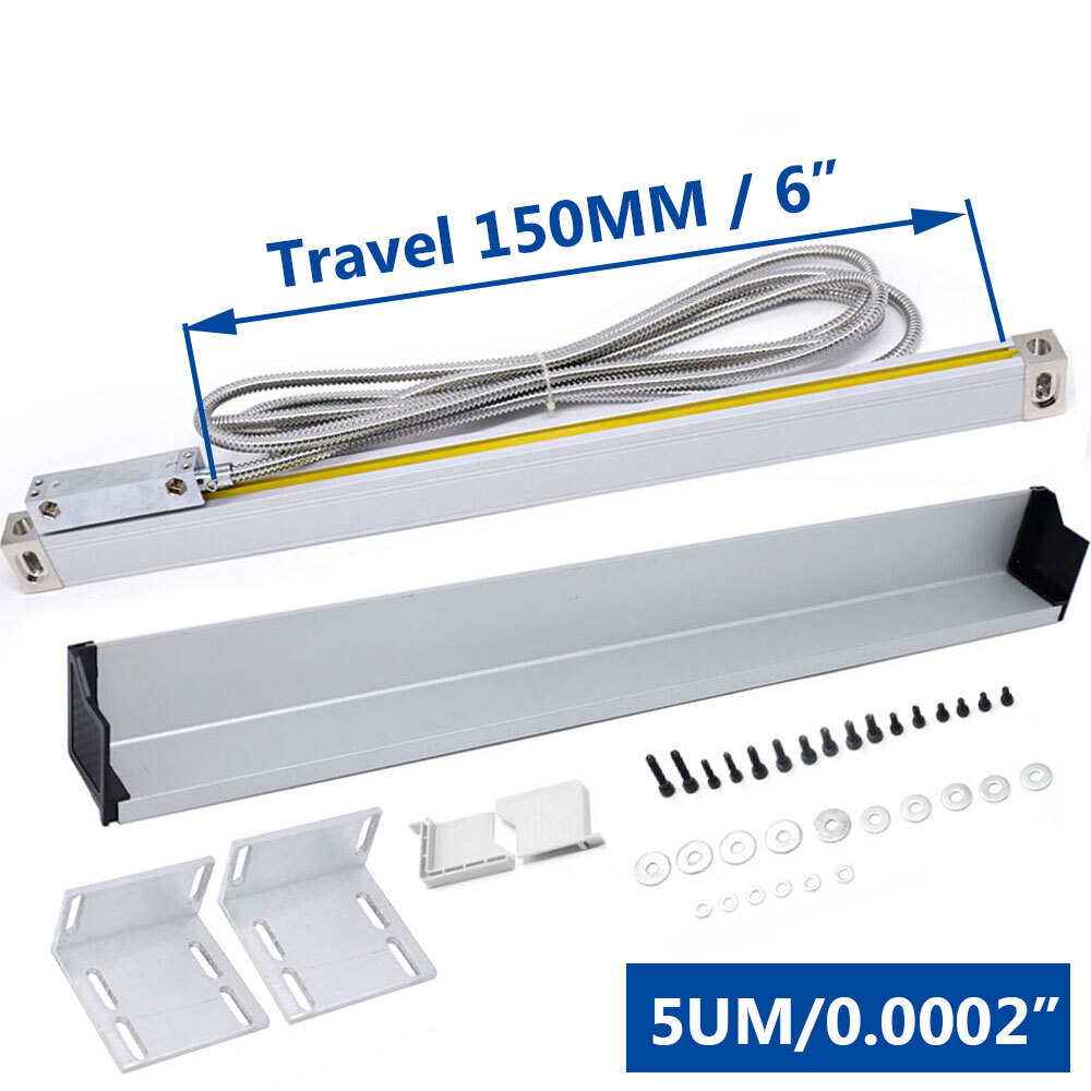 150mm Linear Scales Travel 6″ Linear Glass Sensor Encoder 5μm for CNC Mill Lathe