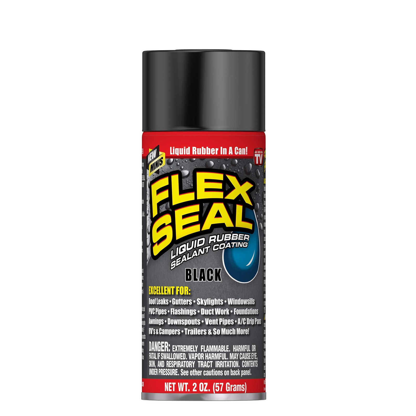 Flex Seal Mini, Black, Stop Leaks Instantly, Waterproof Rubber 2 oz, Black