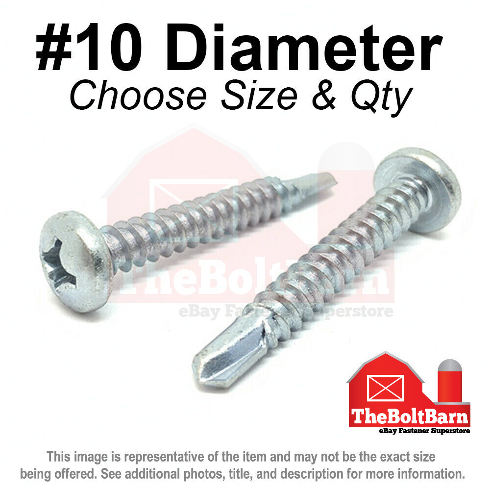 #10 Phillips Pan Head Self Drilling Sheet Metal Screws Zinc (Pick Length & Qty)
