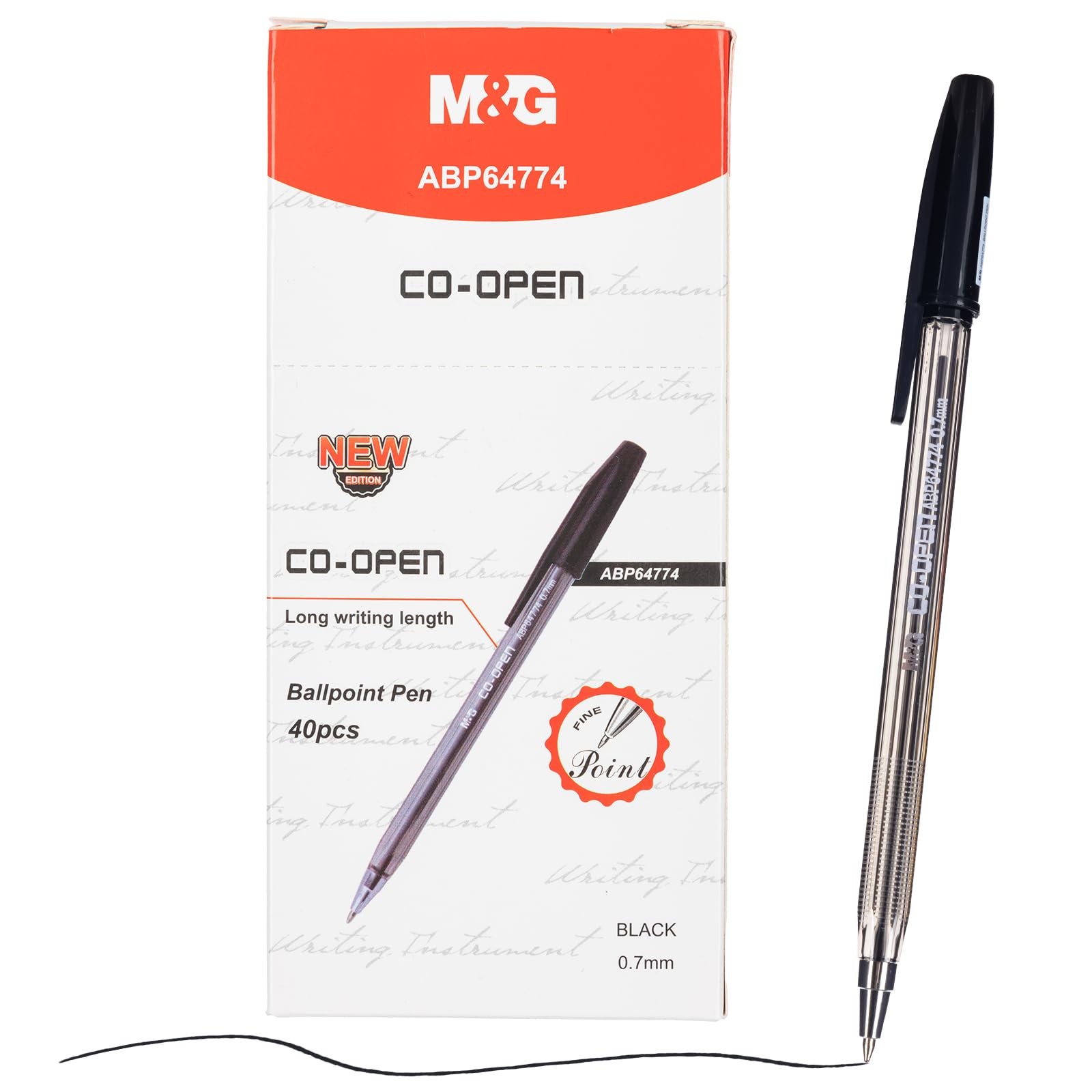 M&G Ballpoint Pens, Black Ink Ballpoint Pens Fine Point 0.7mm, Ball Point Pen…