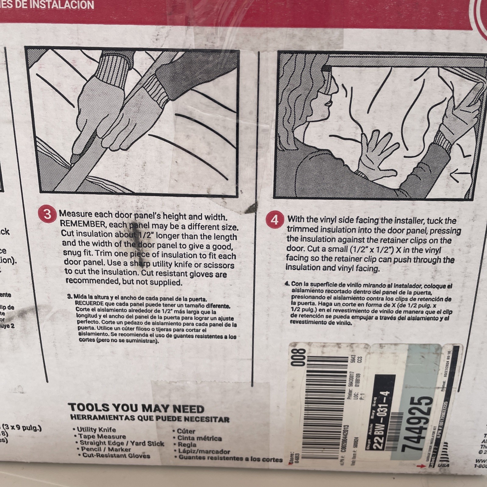 Owens Corning Garage Door Fiberglass Insulation Kit 22″ x 54″ Pre-Cut (8-Panels)