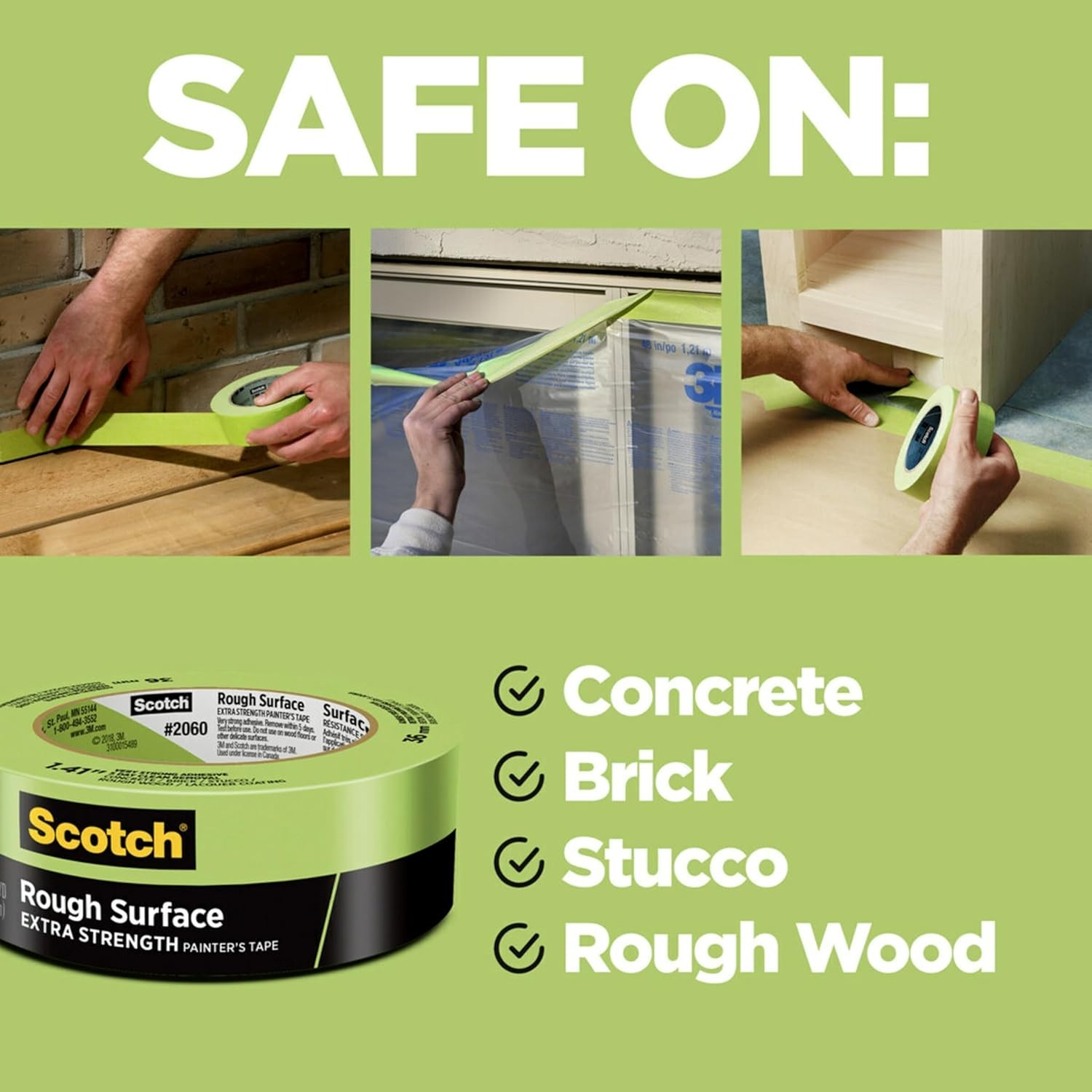 Scotch Painter’s Tape 2060-1A 2060 Masking Tape, 1-Inch by 4 Pack, Green