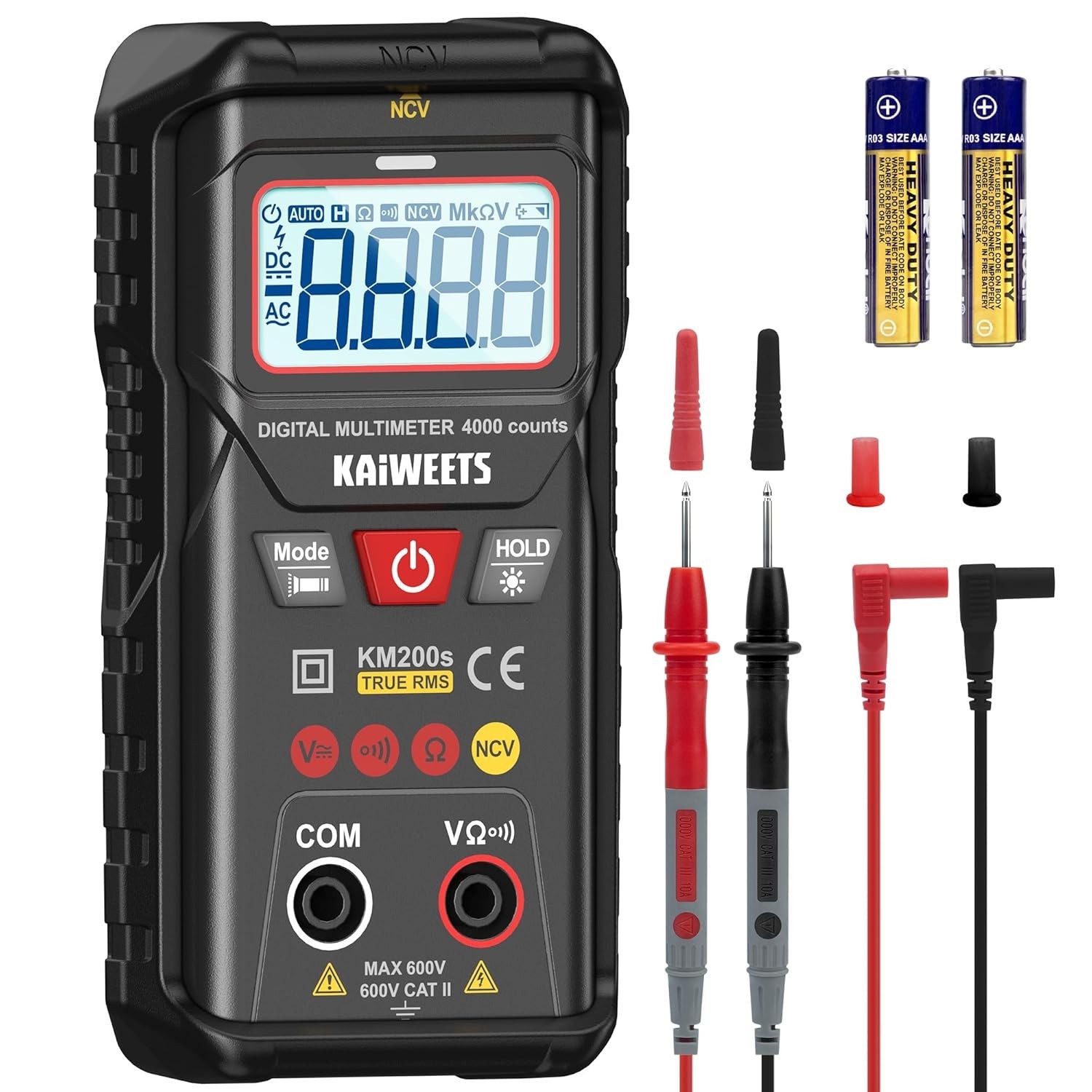 KM200S True RMS Digital Multimeter Auto Ranging NCV AC DC Voltage Tester