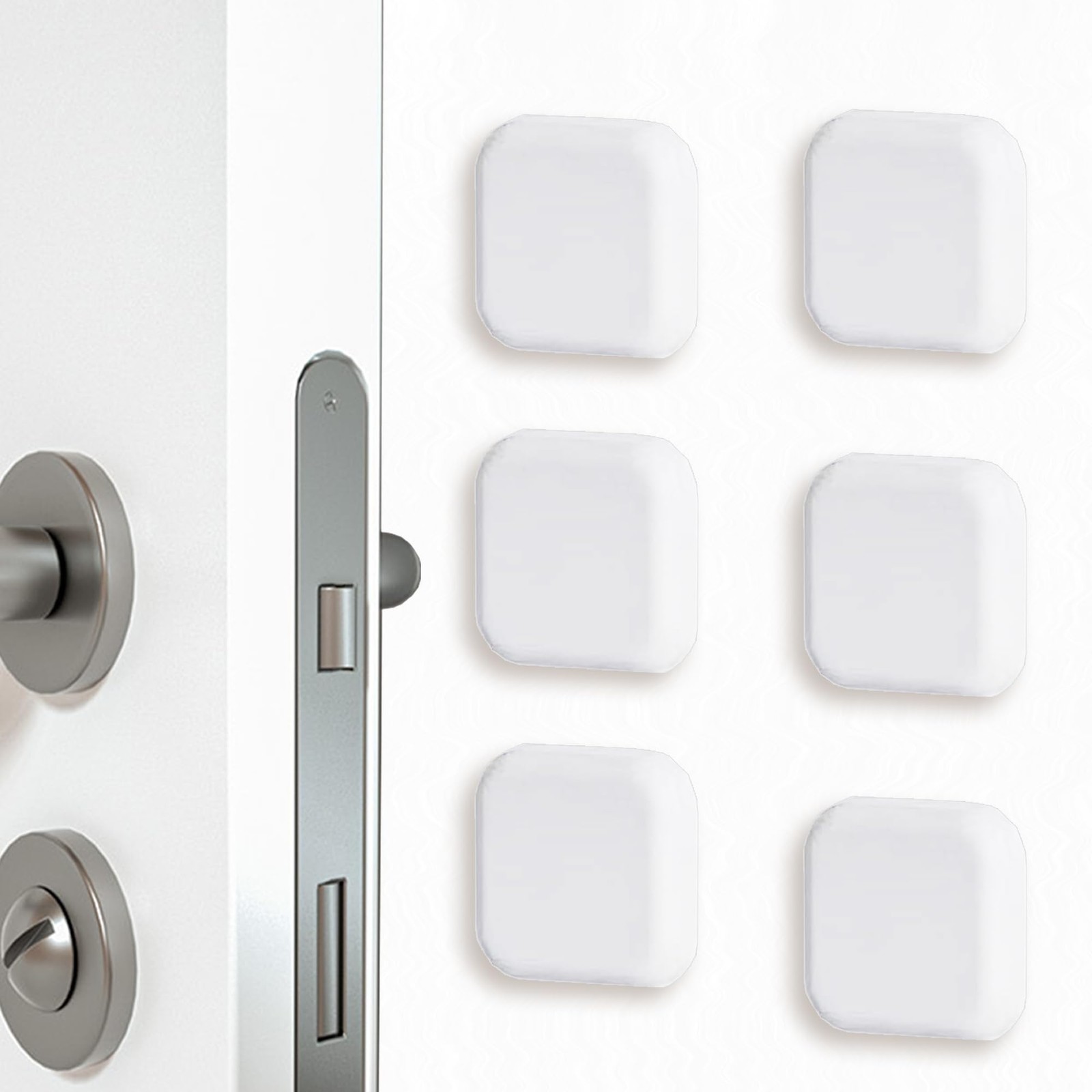 6 Pcs White Silicone Door Stoppers Wall Protectors 1.77 Inch Square
