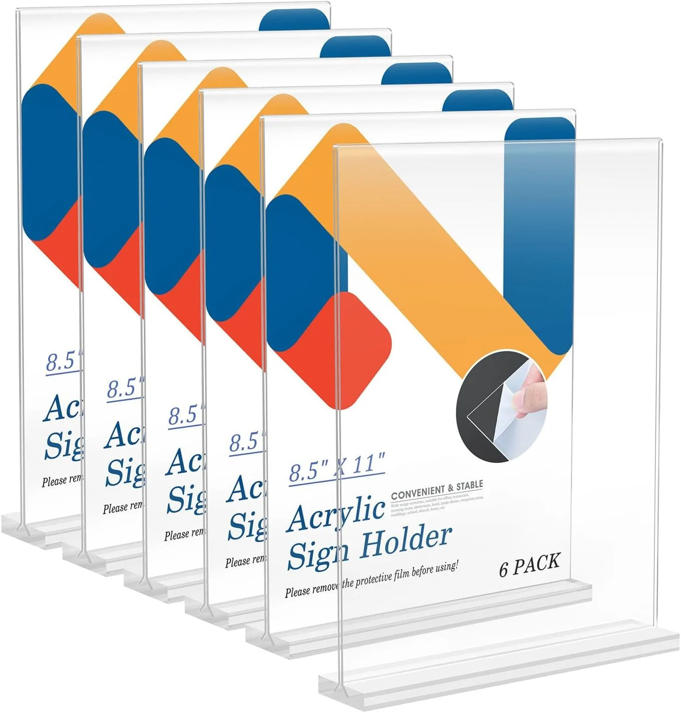 Acrylic Sign Holder 8.5 x 11, Double Sided Sign Holder Stand, Plastic 6 Pack