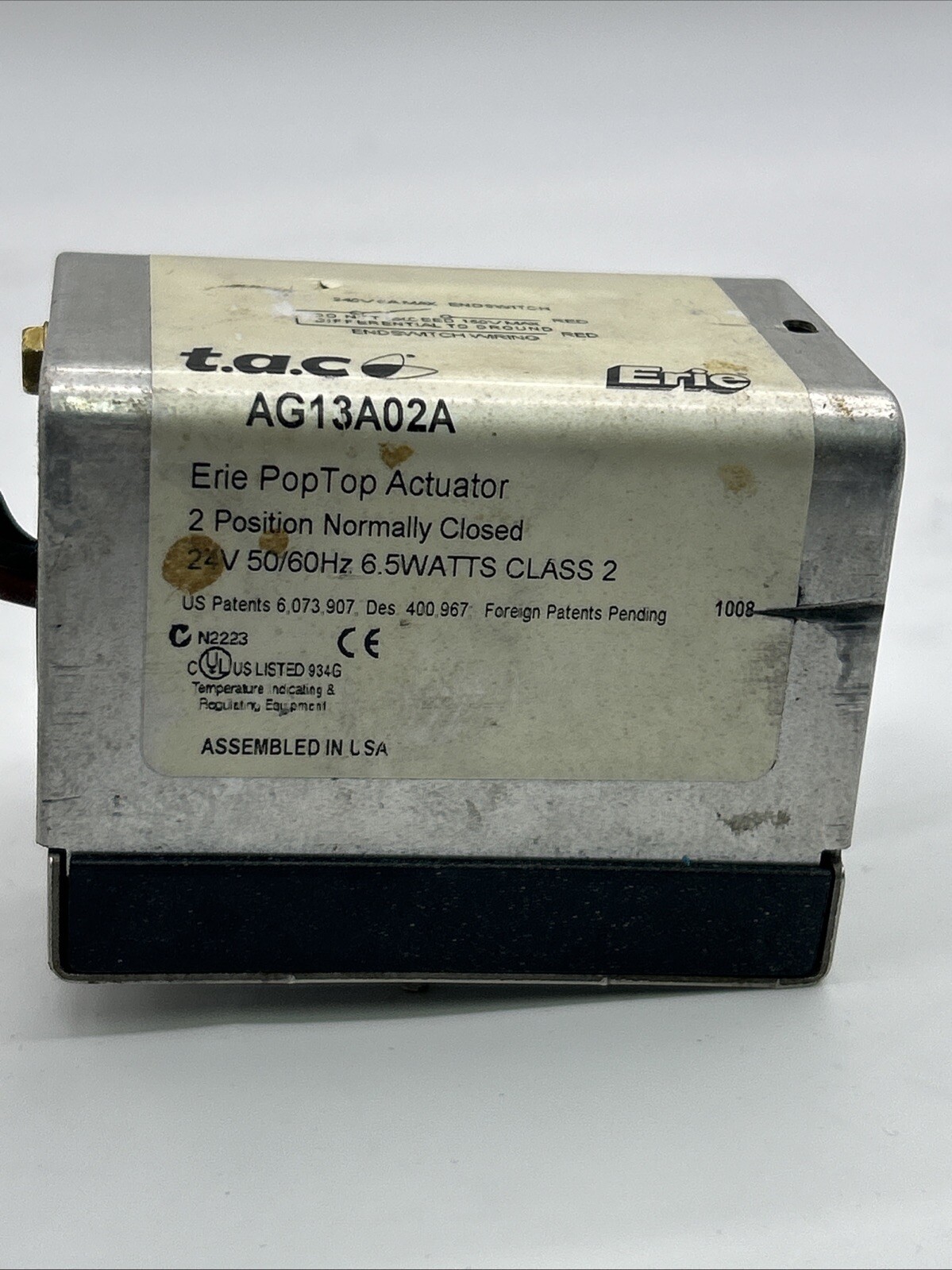 Schneider Electric AG13A02A Erie Pop Top Actuator See Pics 30 Days Warranty