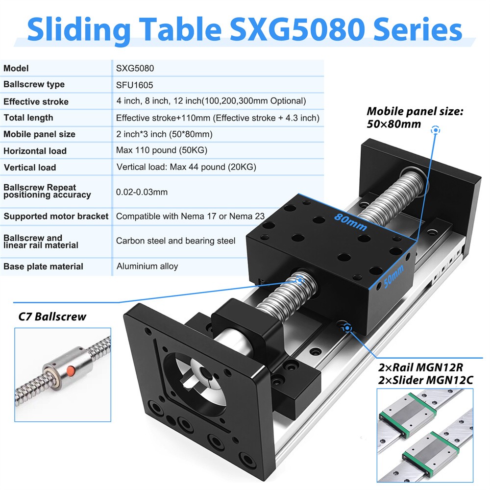 Ball/T-type Screw Slide Sliding Table Guide Linear Stage CNC Motion Module Slide