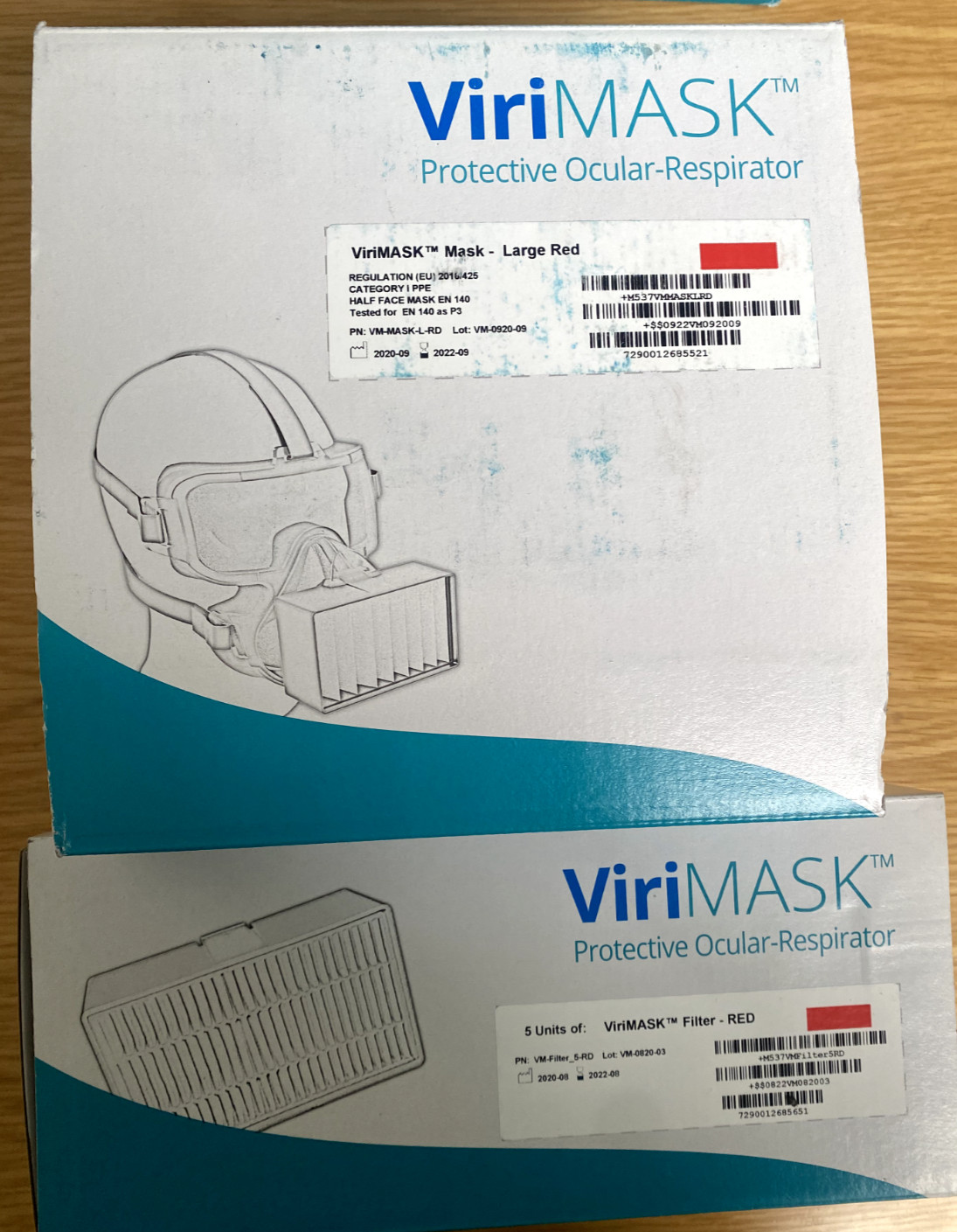 ViriMask Protective ocular respirator Large Red V60+ 5 filters made in Israel