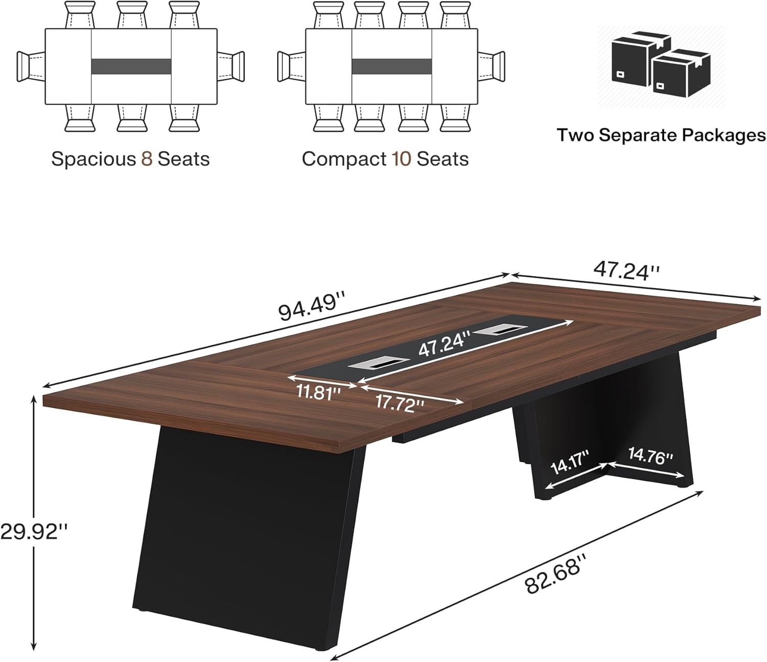 8ft Conference Table for 8-10, Large Meeting Table for Office Conference Room