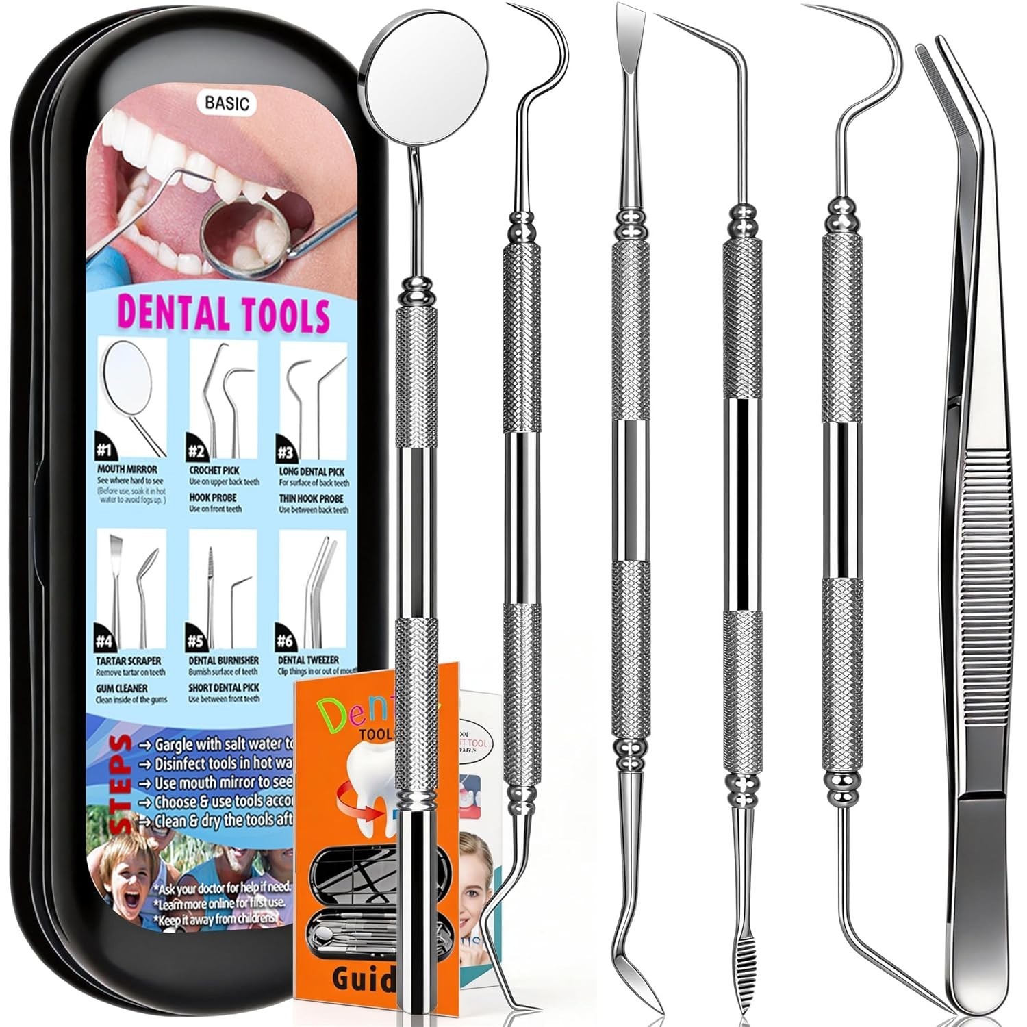 Dental Tools Plaque Remover Teeth Cleaning Tool﻿s Kit 6 Pcs Dental Care Kit S…