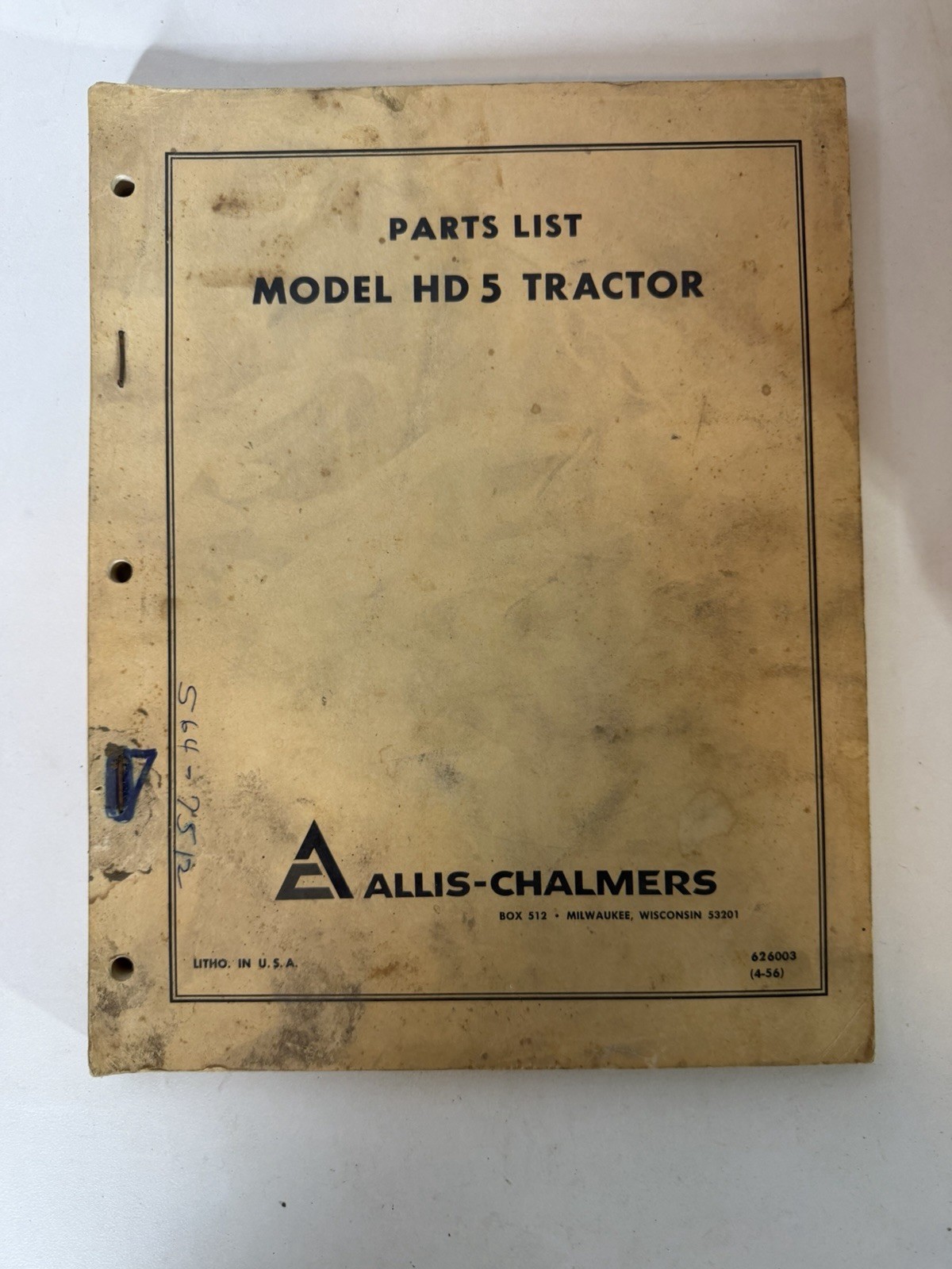 ALLIS CHALMERS AC HD5 HD-5 TRACTOR PARTS CATALOG