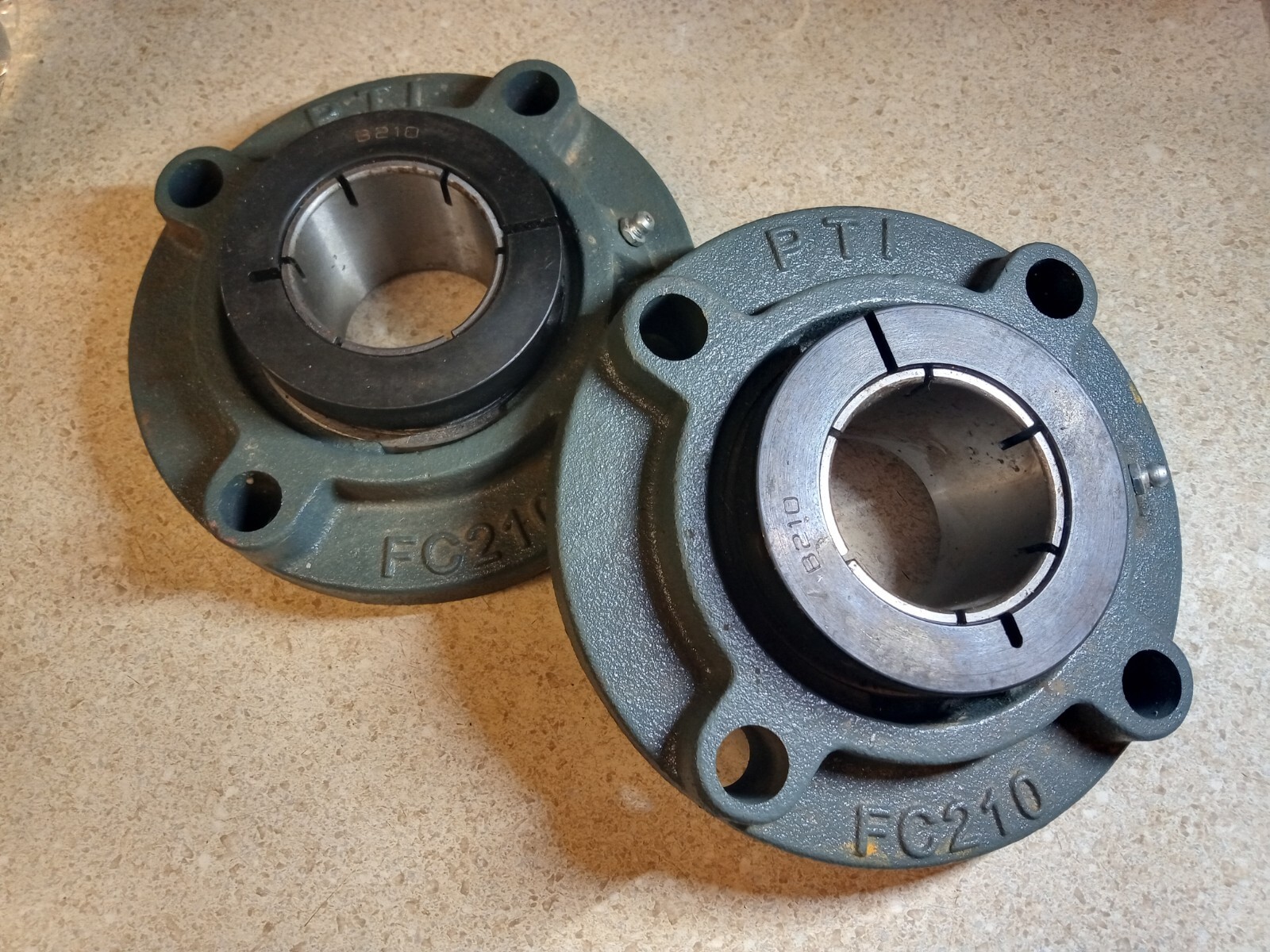 TWO PTI Piloted 4-Bolt Flange Mount Bearing 1-15/16″ CLFC210-31 Concentric Clamp