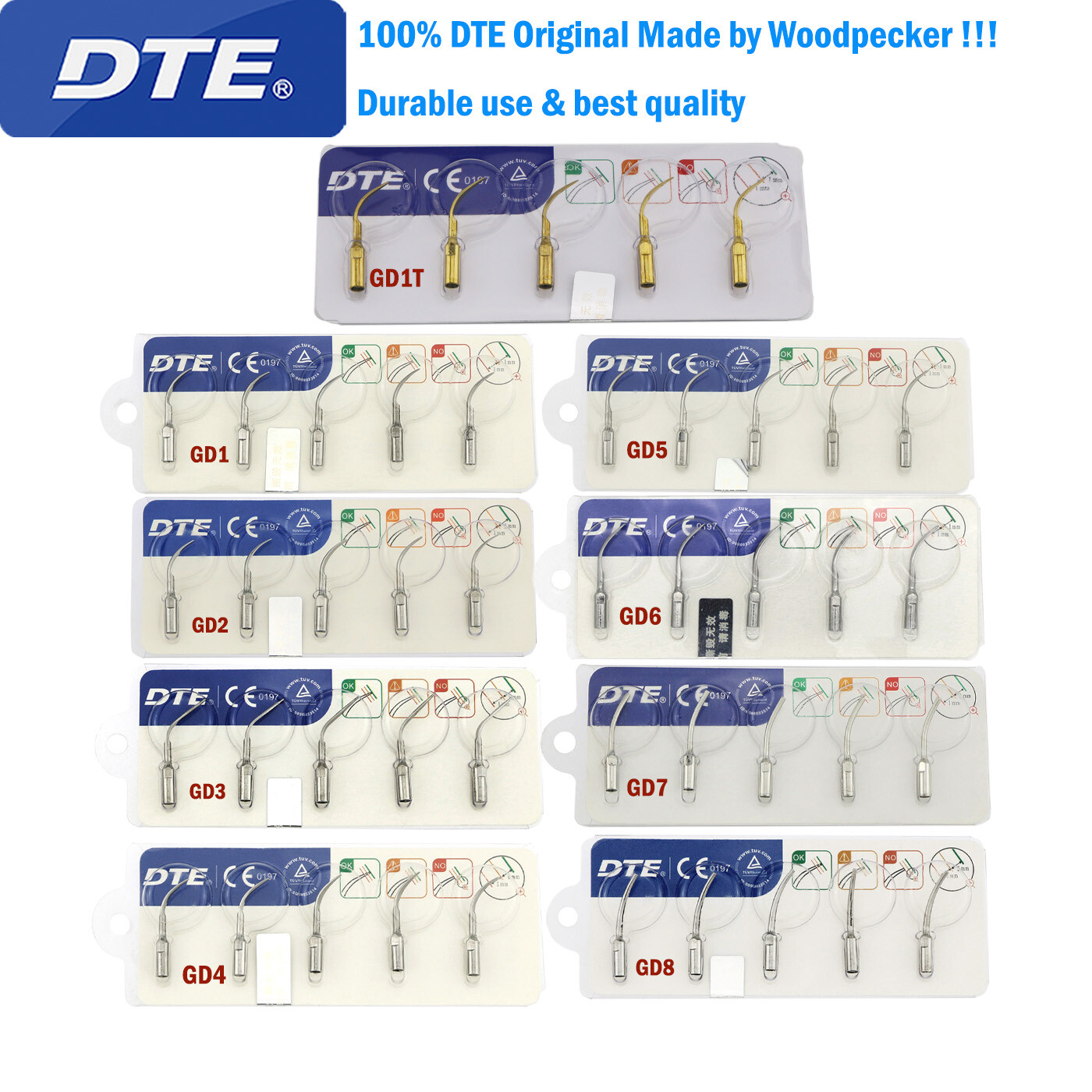 Woodpecker DTE Tips Dental Ultrasonic Piezo Scaler Fit EMS NSK SATELEC Handpiece