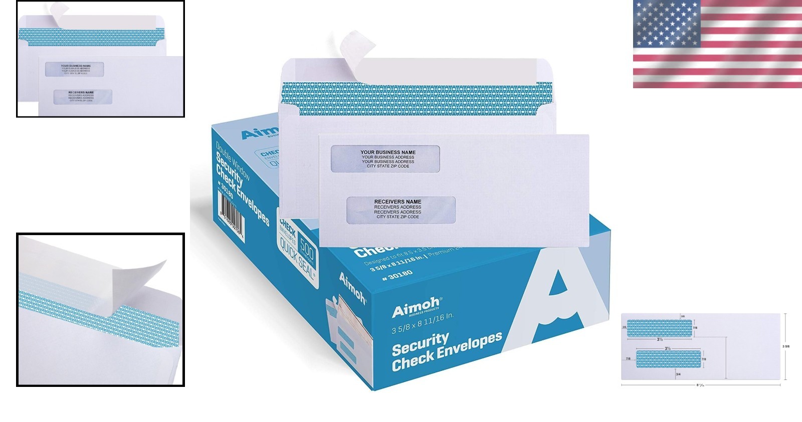 Double Window Security Envelopes – 500 Count, Perfect Size for Business Checks