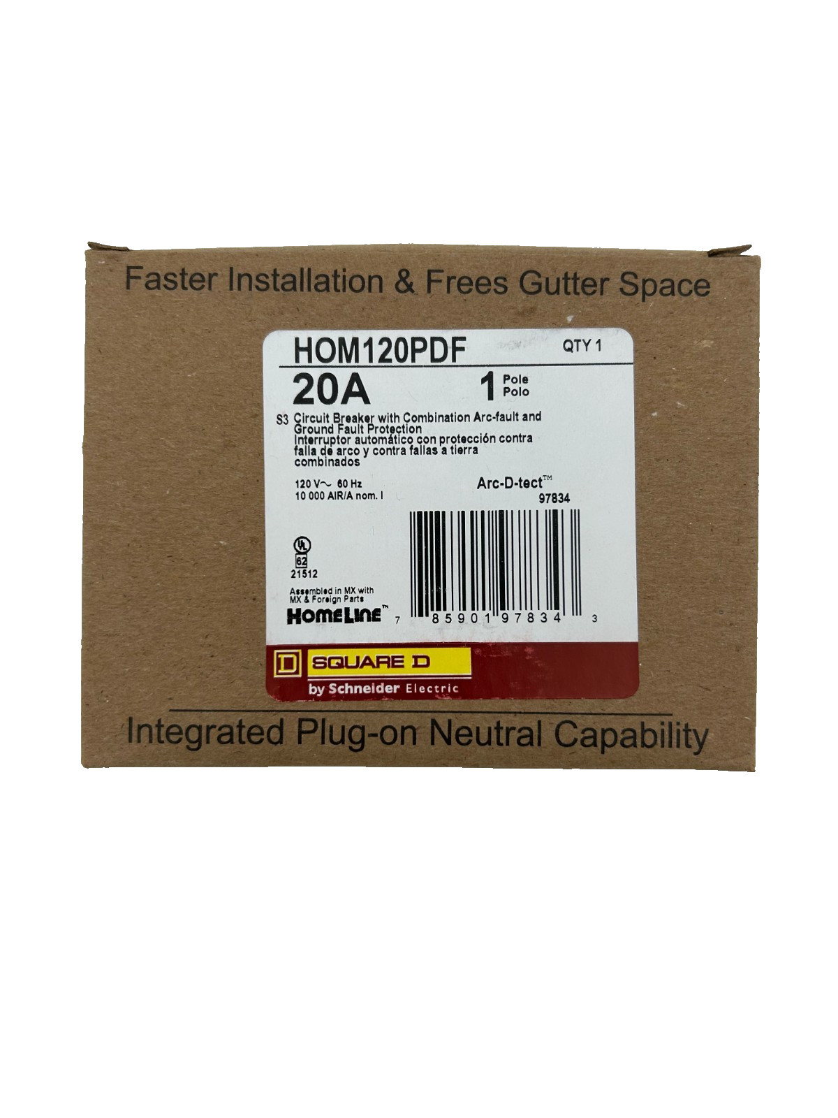 New Square D HOM120PDF Circuit Breaker AFCI/GFCI 20A 1-Pole 120V – Lot of 10